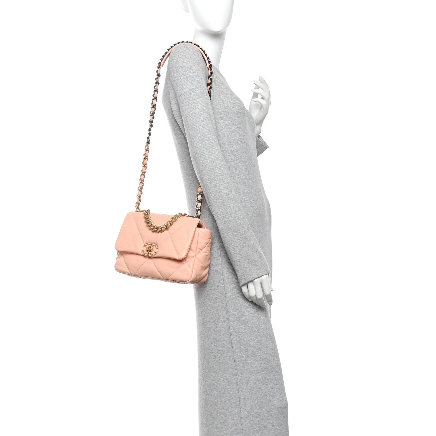 Goatskin Quilted Medium Chanel 19 Flap Light Pink