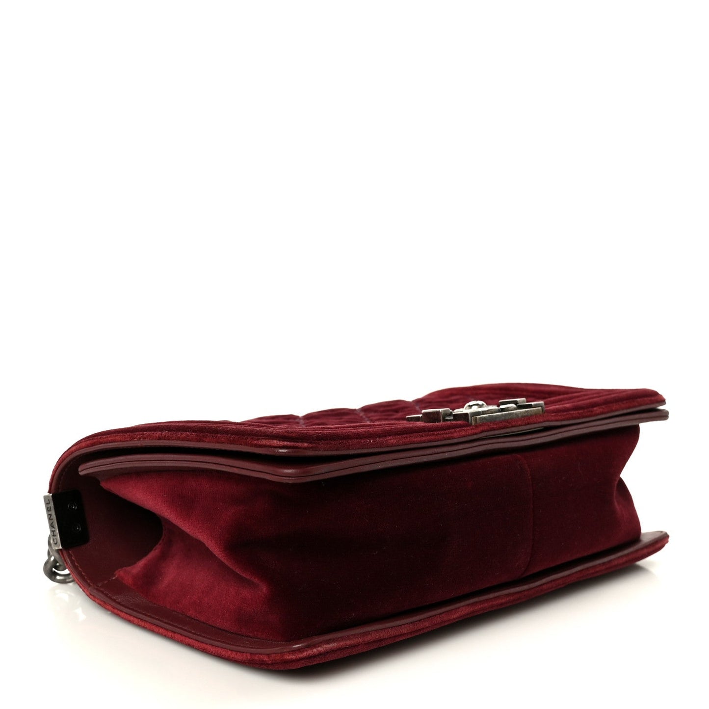 Velvet Tweed Quilted Medium Boy Flap Burgundy