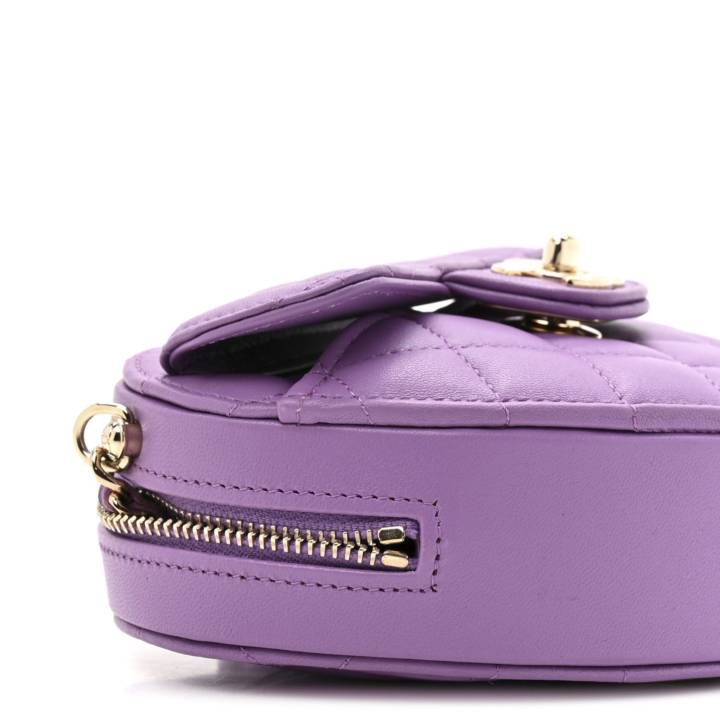 Lambskin Quilted CC In Love Heart Clutch With Chain Purple