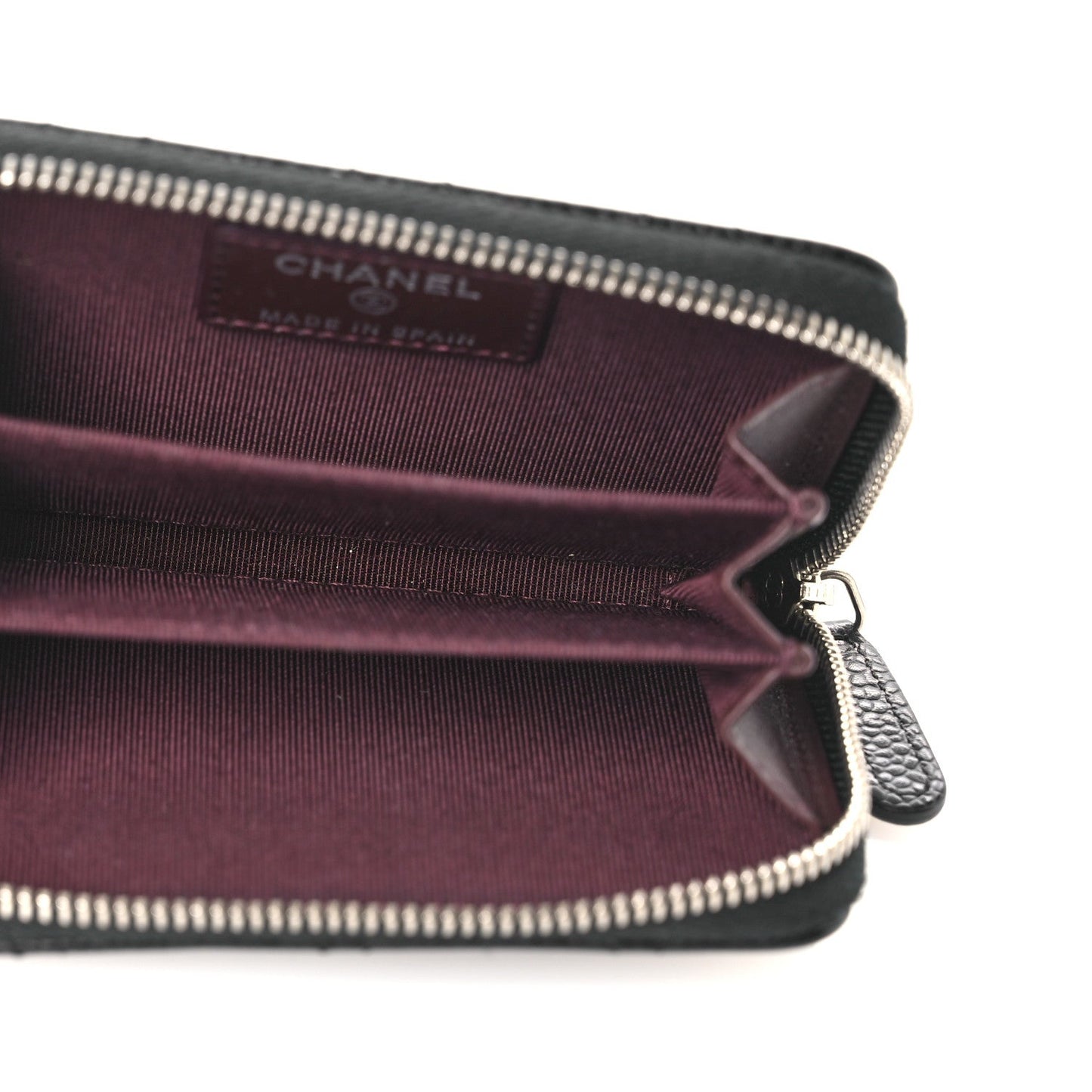 Caviar Quilted Zip Coin Purse Black
