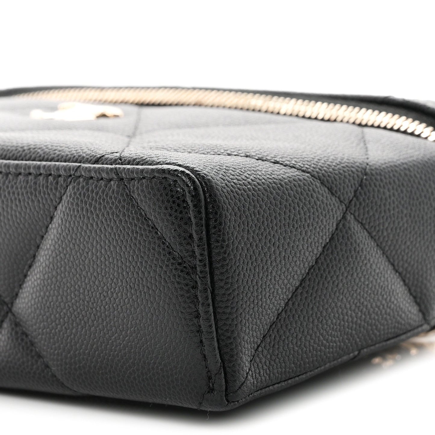 Caviar Quilted Top Handle Slim Vanity With Chain Black