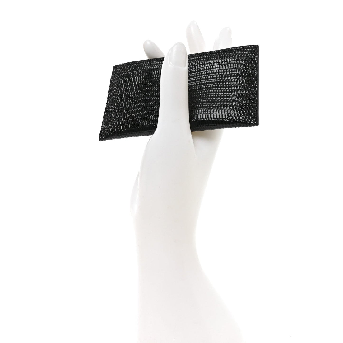 Calfskin Lizard Embossed Card Holder Black