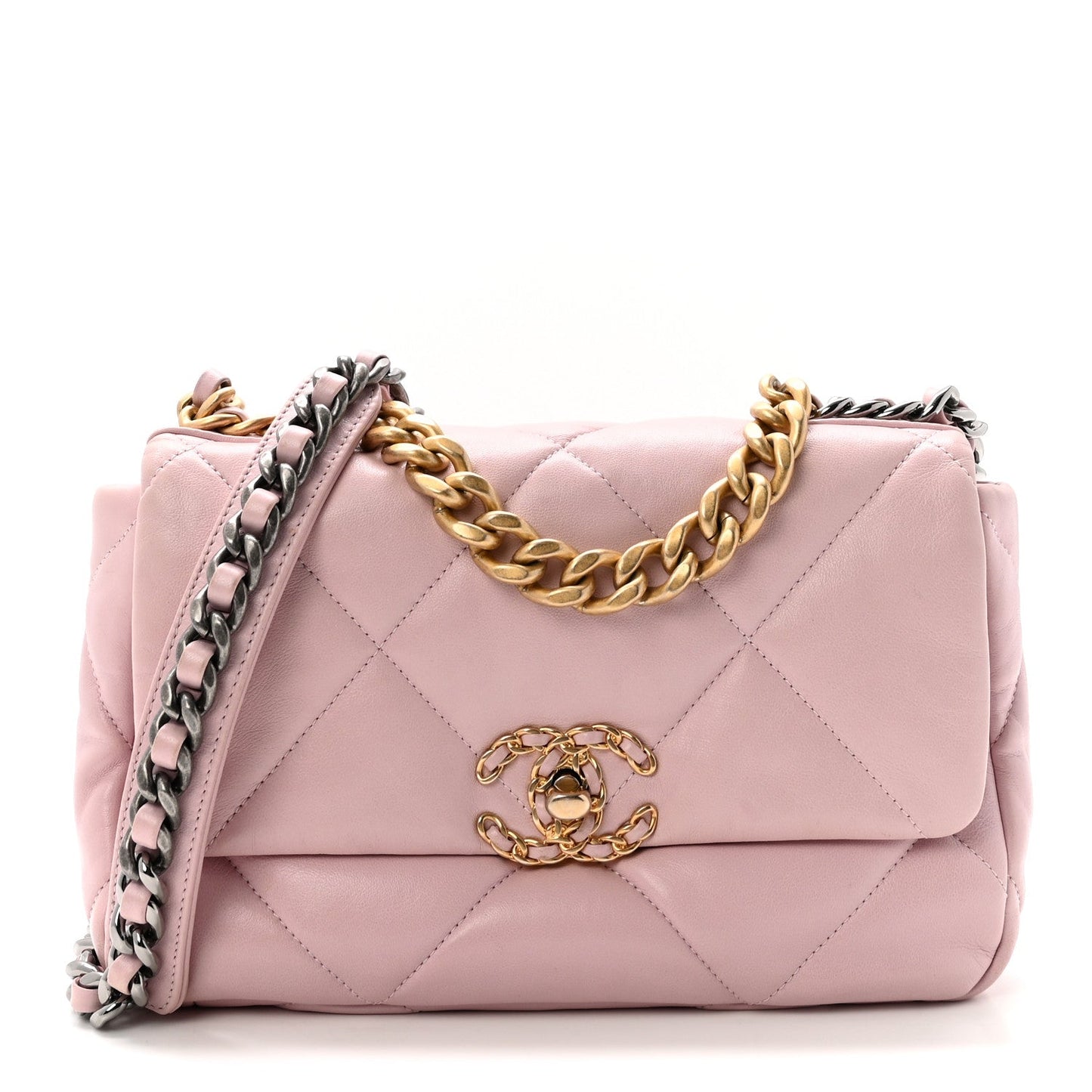 Lambskin Quilted Medium Chanel 19 Flap Light Pink