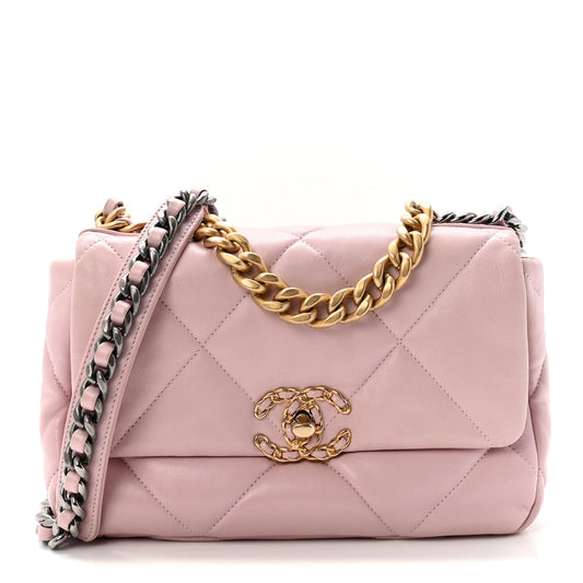 Lambskin Quilted Medium Chanel 19 Flap Light Pink