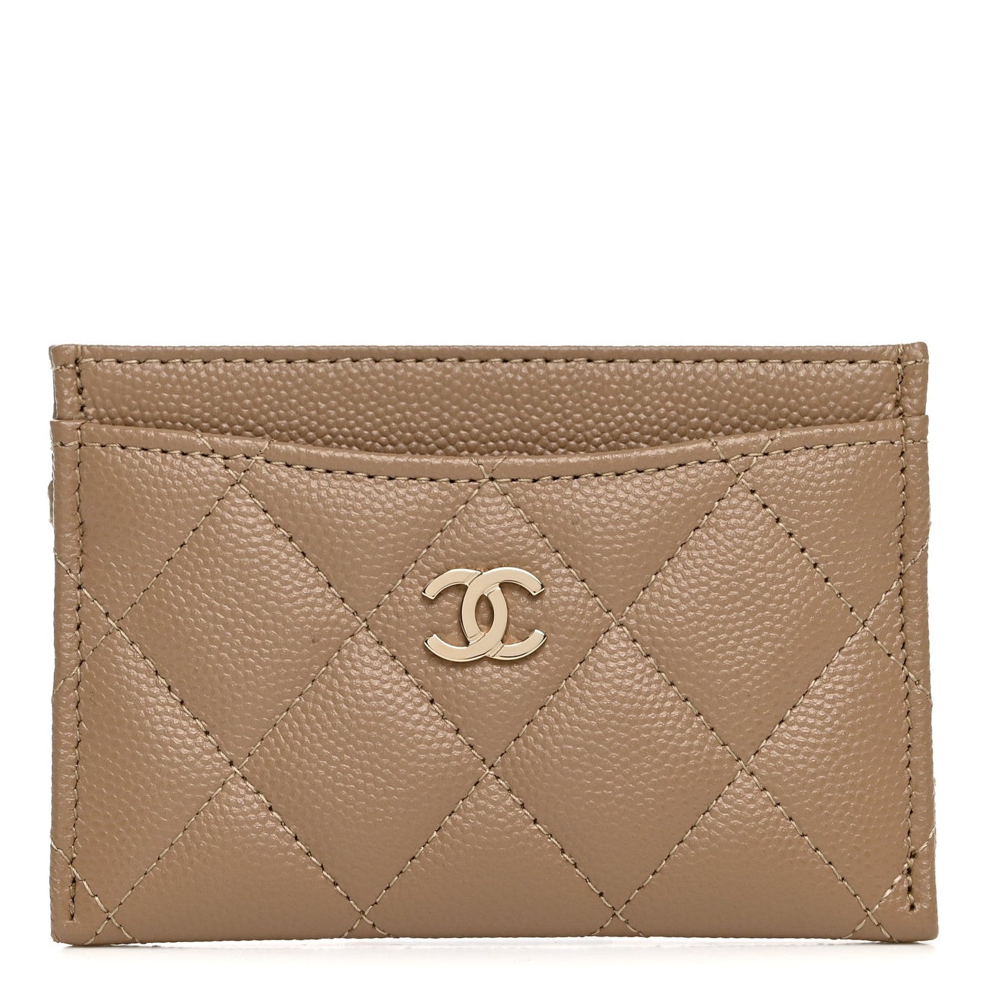 Caviar Quilted Card Holder Brown