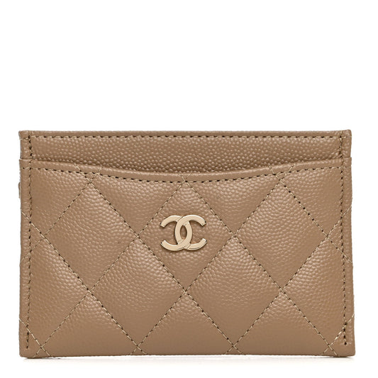 Caviar Quilted Card Holder Brown