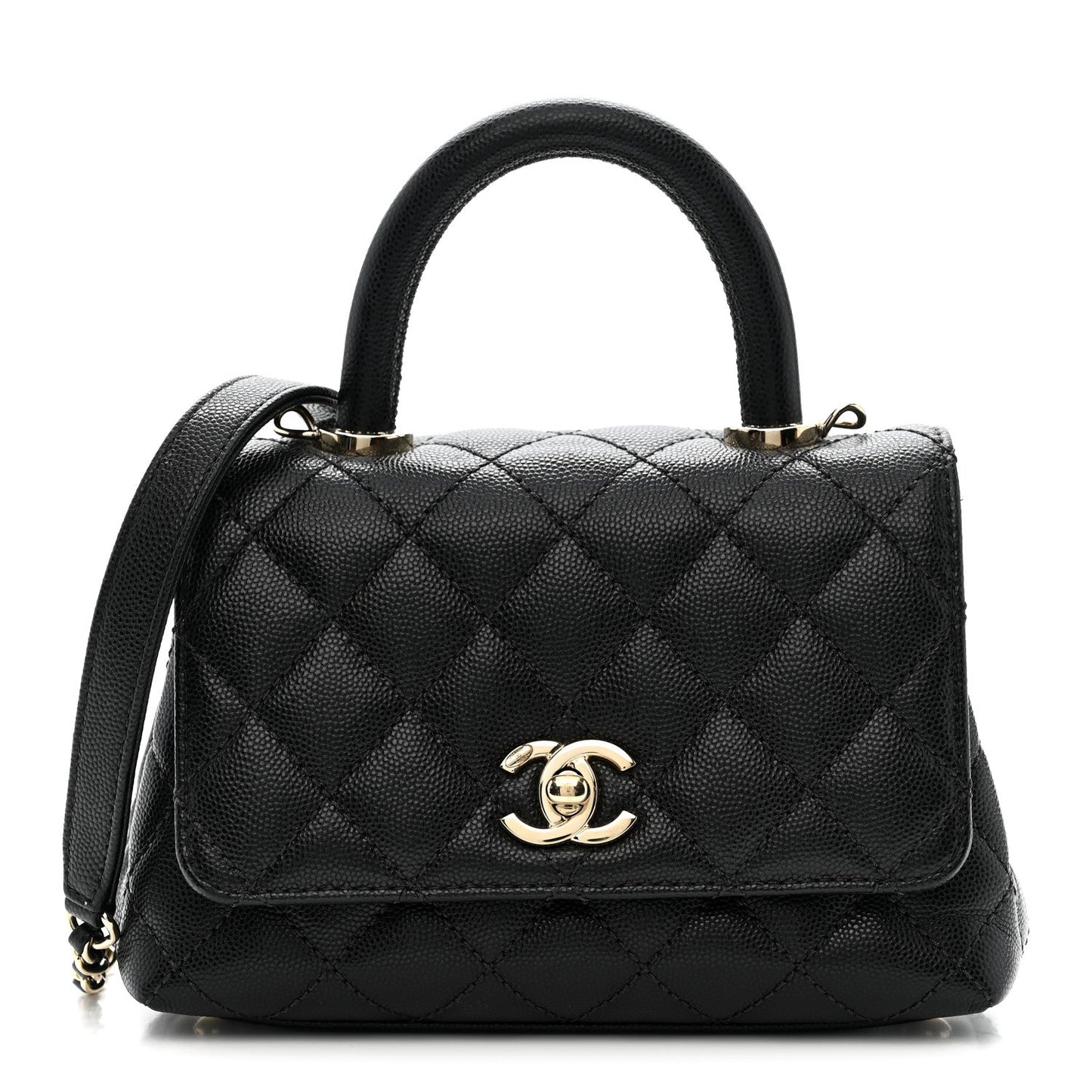 Caviar Quilted Extra Mini Coco Handle Flap Black