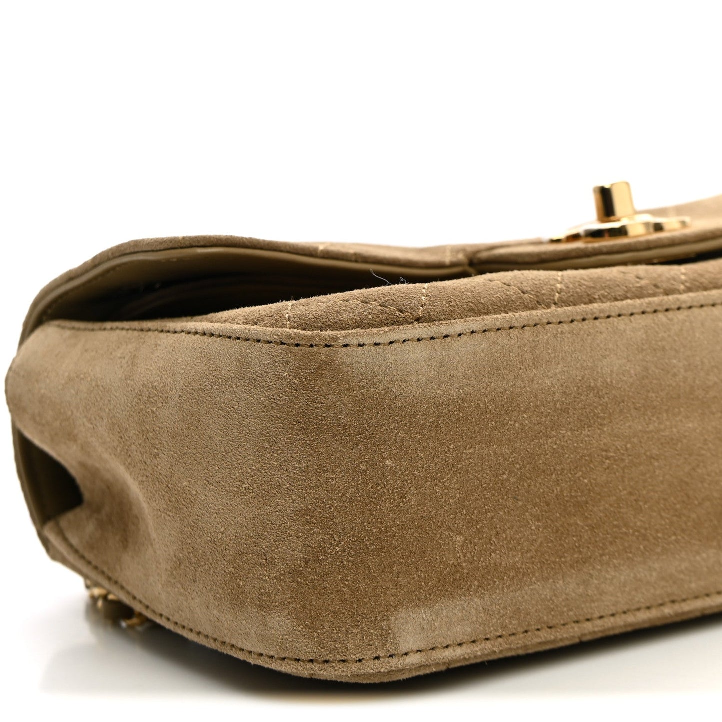 Suede Calfskin Mini Souplissimo Flap Dark Beige