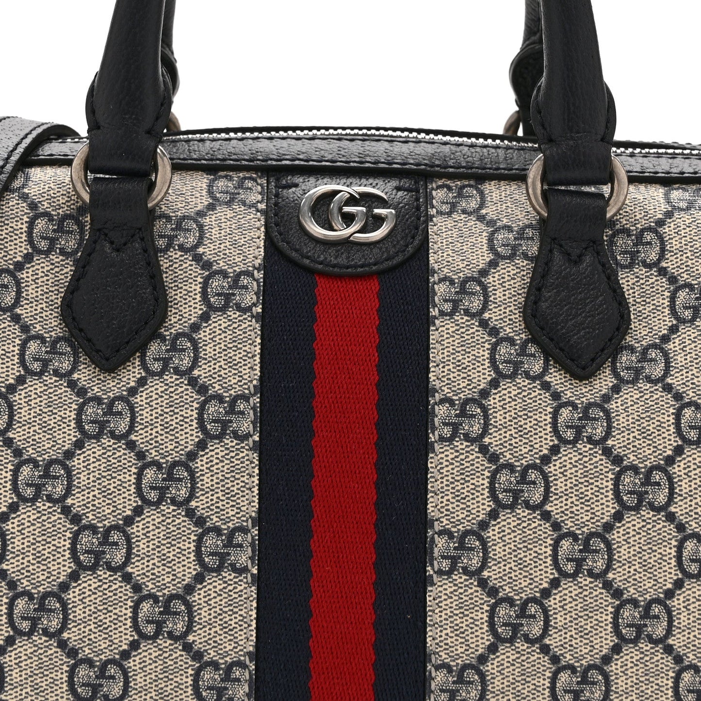 GG Supreme Monogram Web Small Ophidia Top Handle Bag Beige Blue
