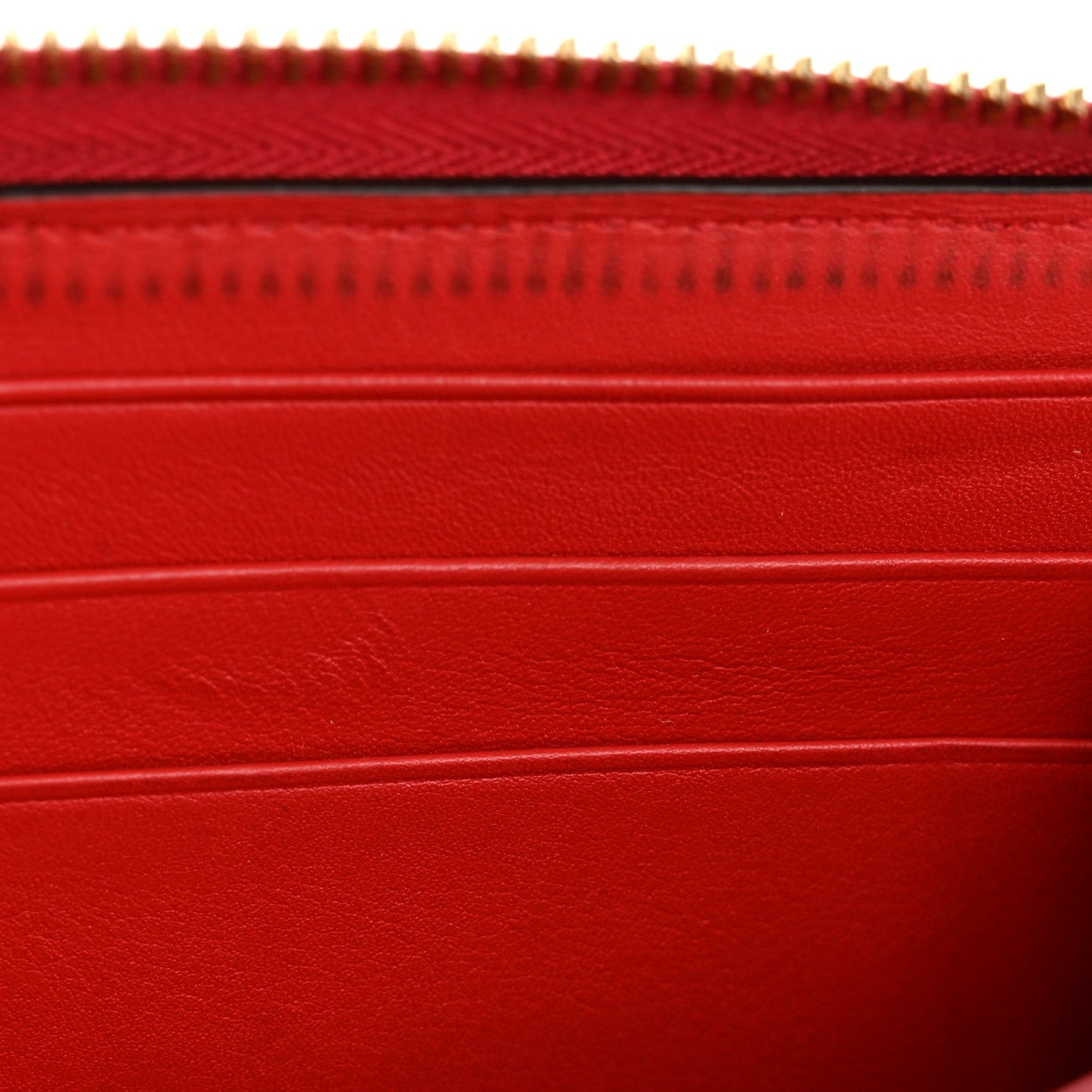 GG Supreme Monogram Apple Zip Around Wallet Beige Multicolor Lobster Red