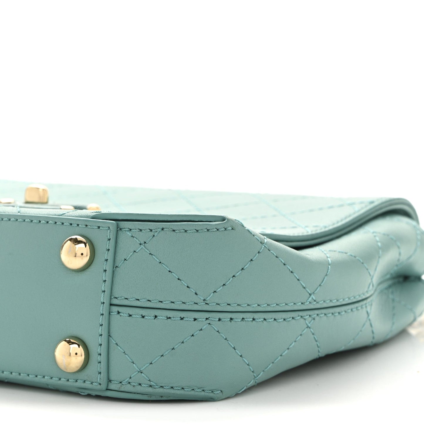 Calfskin Stitched Small Covered CC Flap Bag Green