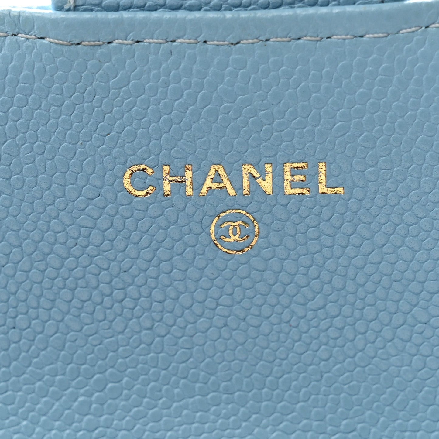 Caviar Quilted Large Gusset Flap Wallet Light Blue