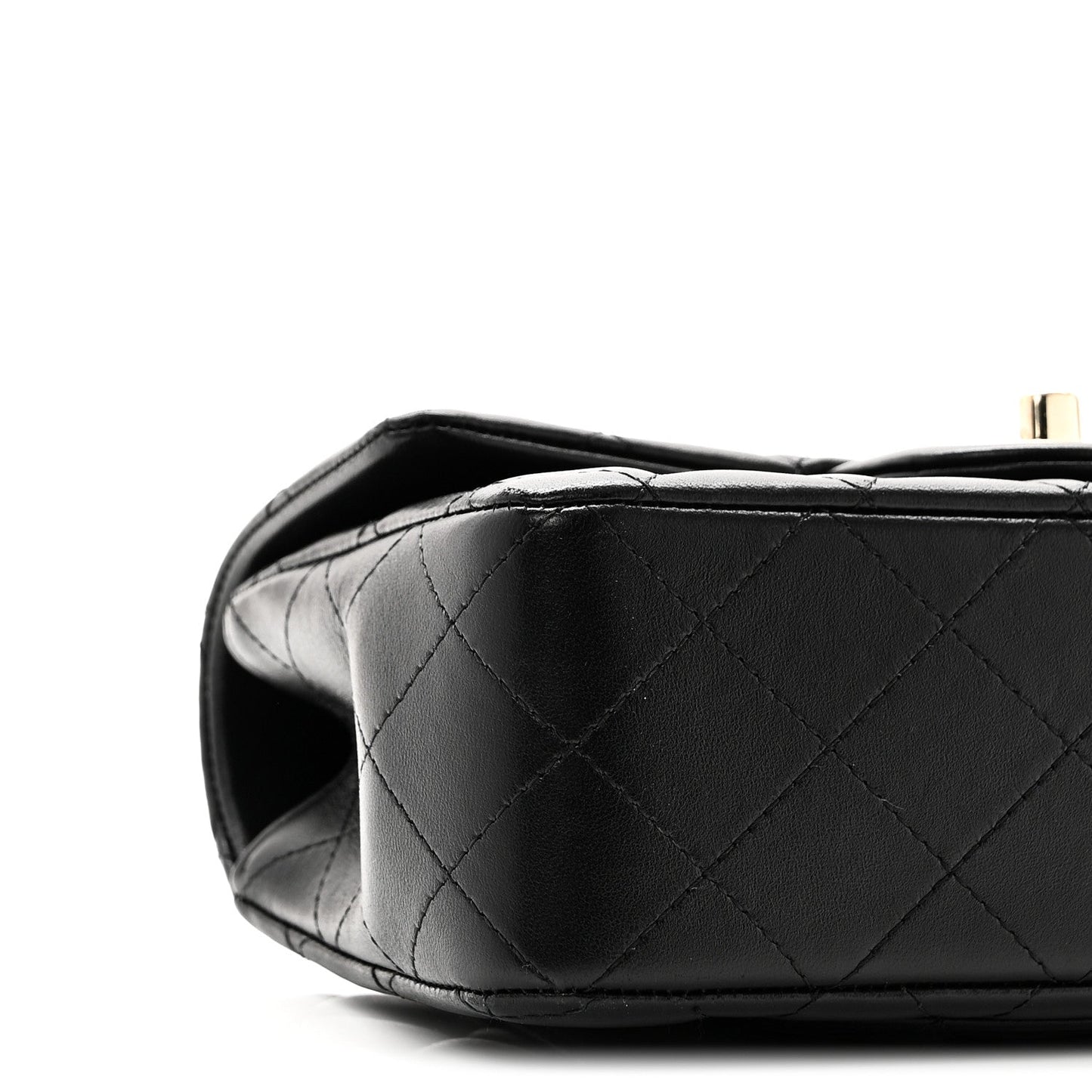 Lambskin Quilted Mini Top Handle Rectangular Flap Black