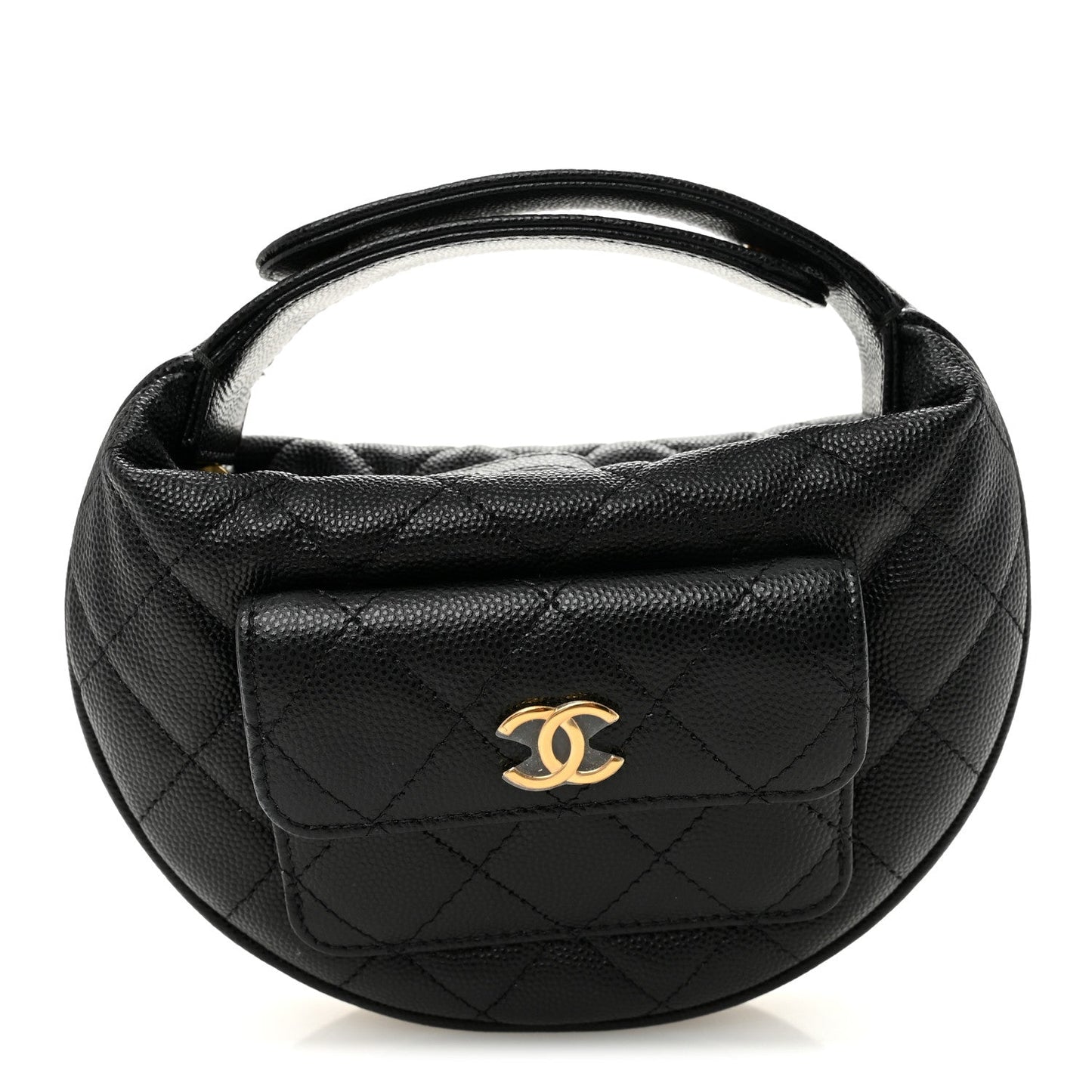 Caviar Quilted Polly Pocket Pouch Hobo Black
