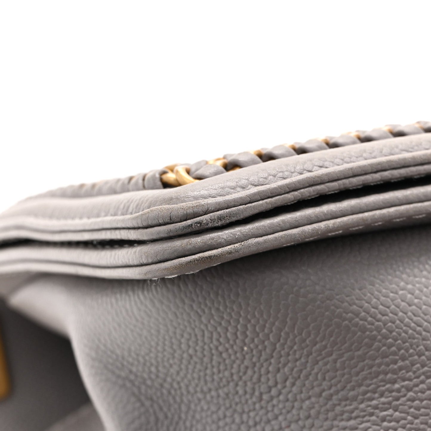 Caviar Quilted Chain Around Medium Boy Flap Grey