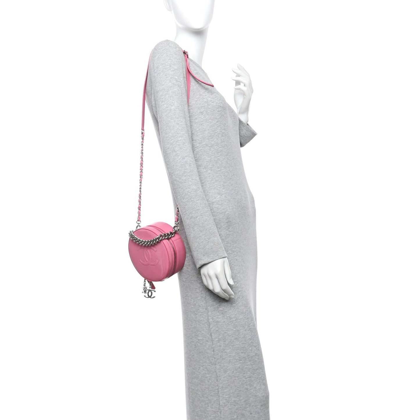 Patent Round As Earth Evening Bag Pink