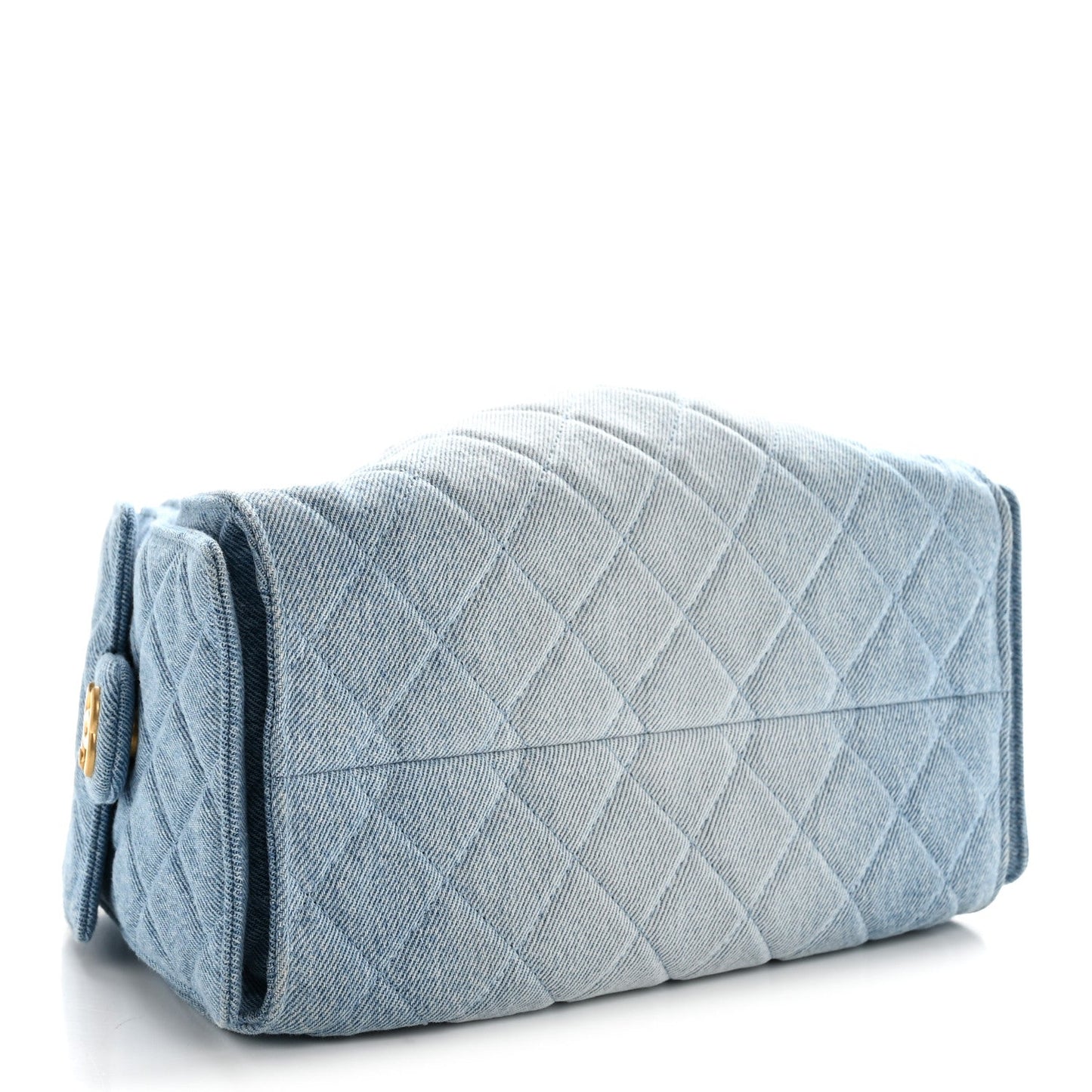 Washed Denim Quilted Small Chanel 25 Handbag Blue