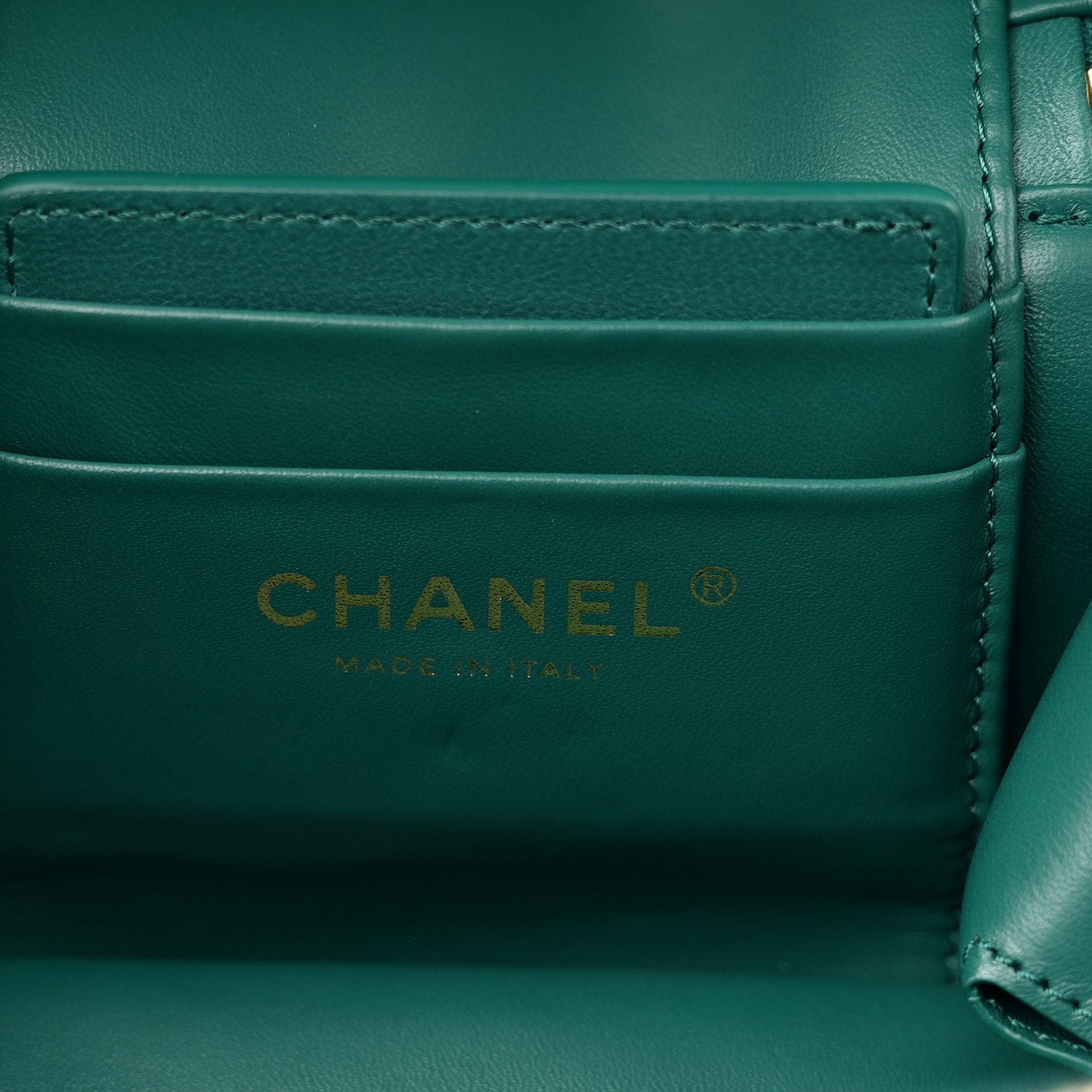 Shearling Lambskin Quilted Small Vanity Case Green