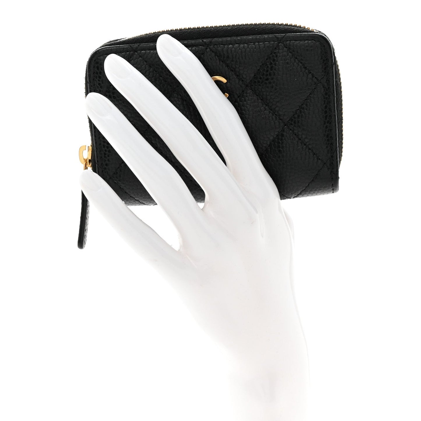 Caviar Quilted Zip Coin Purse Black