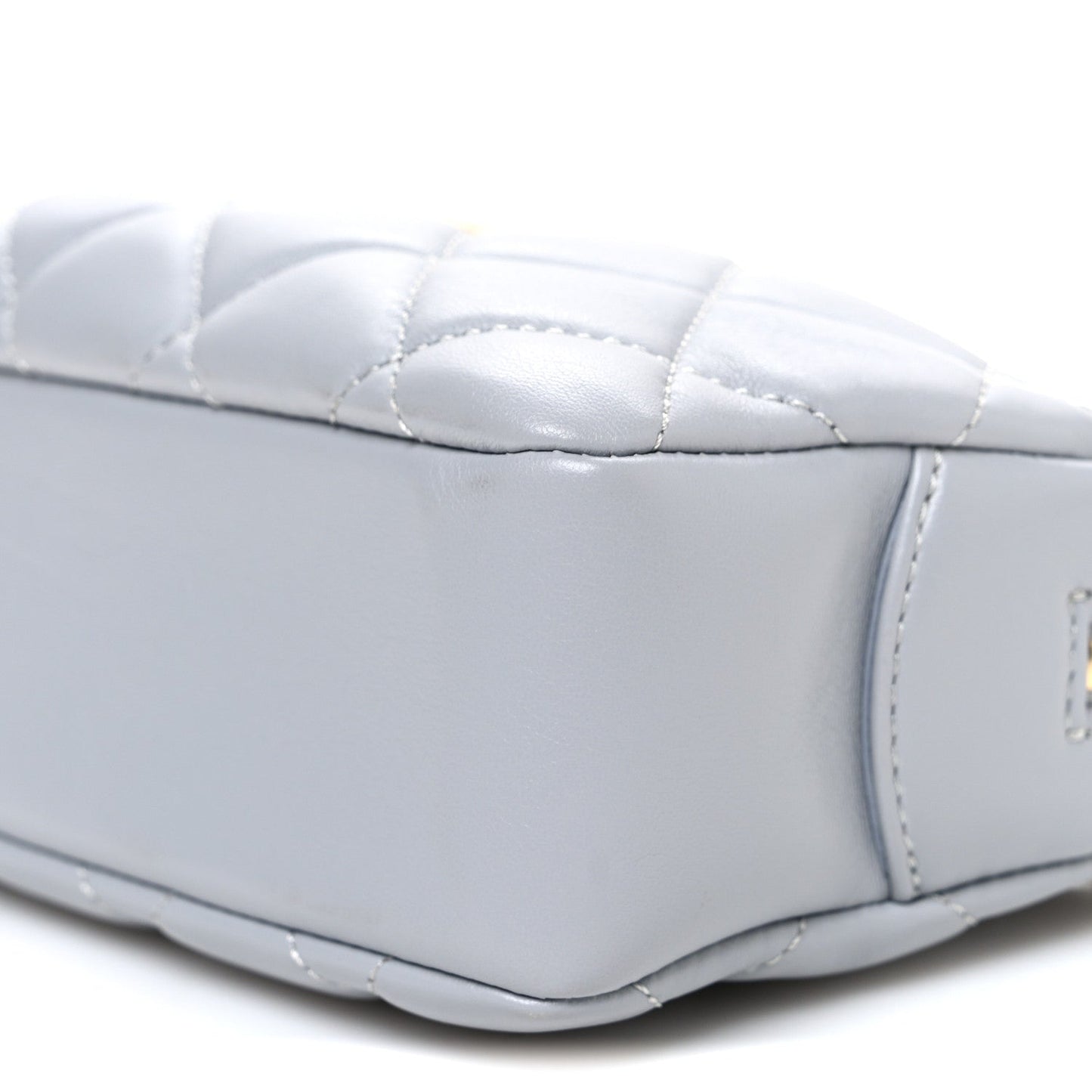 Lambskin Quilted Mini Camera Case  Grey