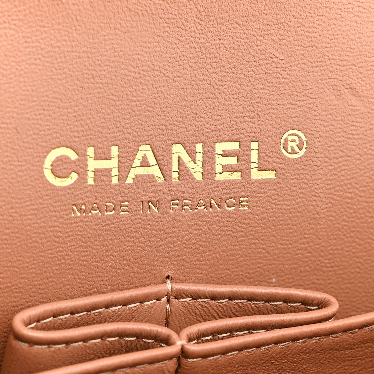 Lambskin Quilted Medium Double Flap Brown