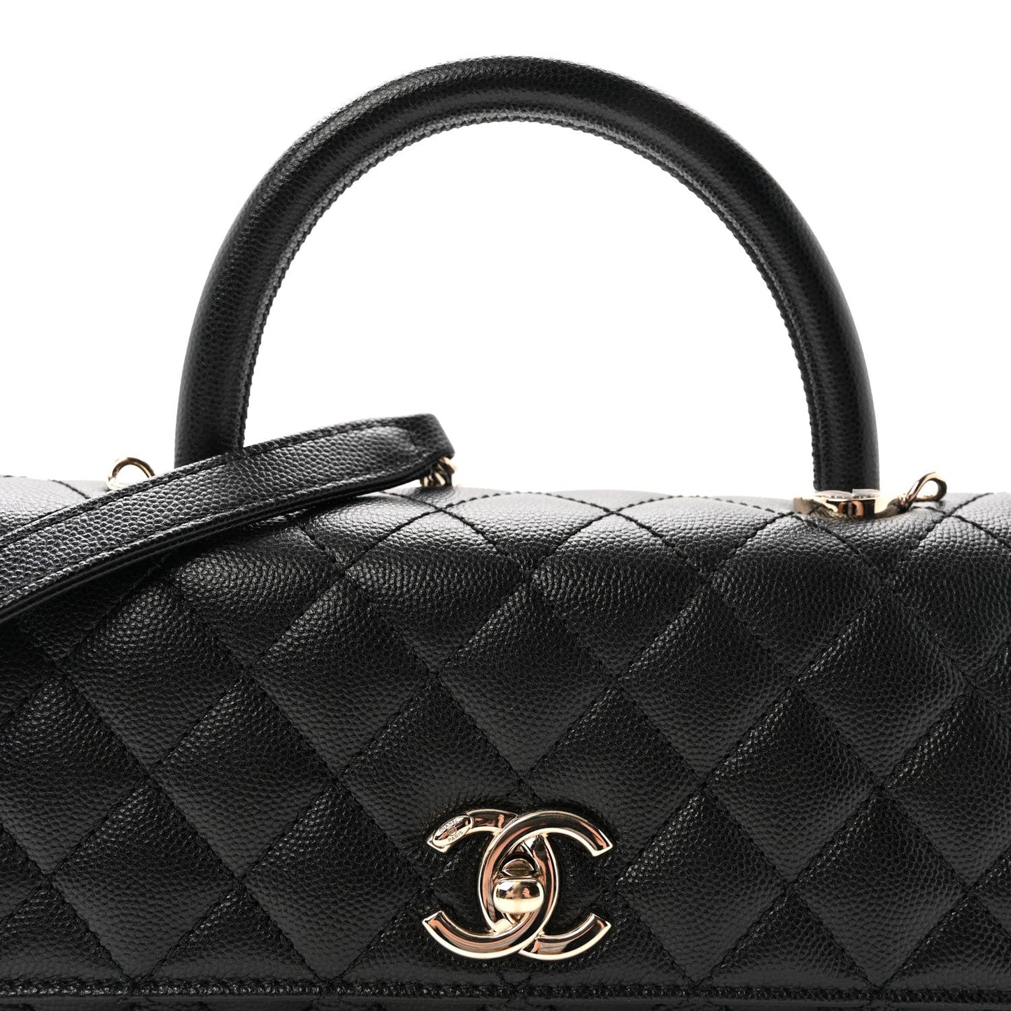 Caviar Quilted Maxi East West Coco Handle Flap Black