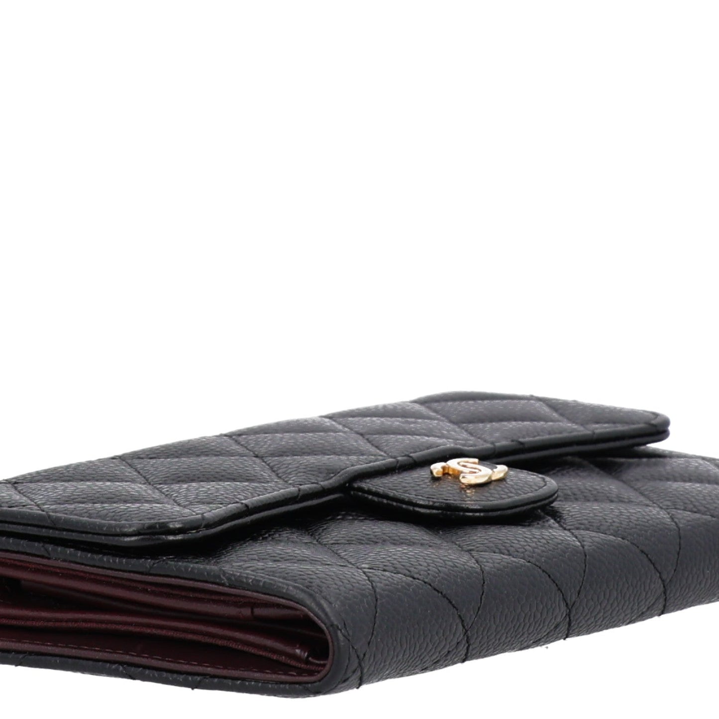 Caviar Quilted Large Flap Wallet Black
