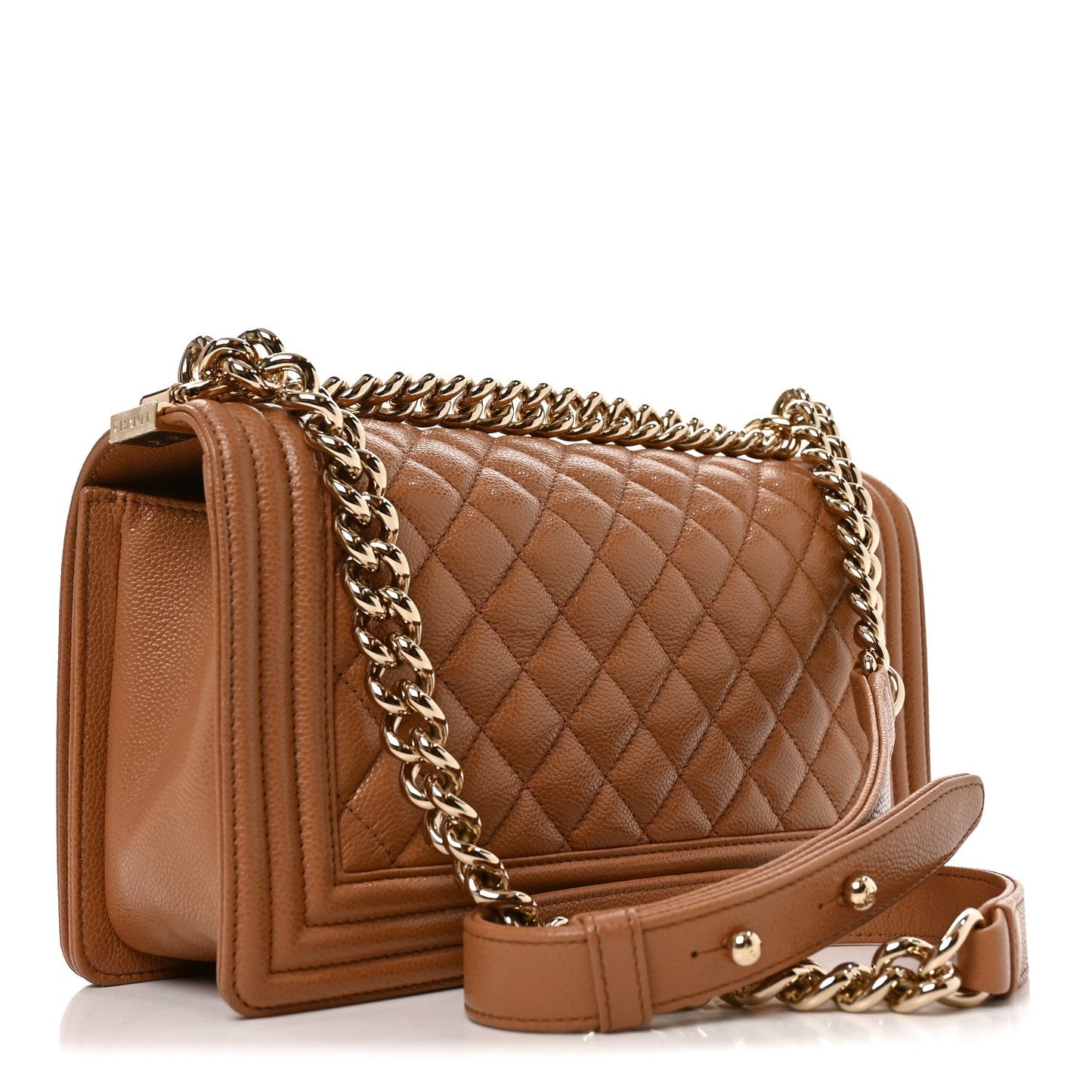 Caviar Quilted Medium Boy Flap Brown