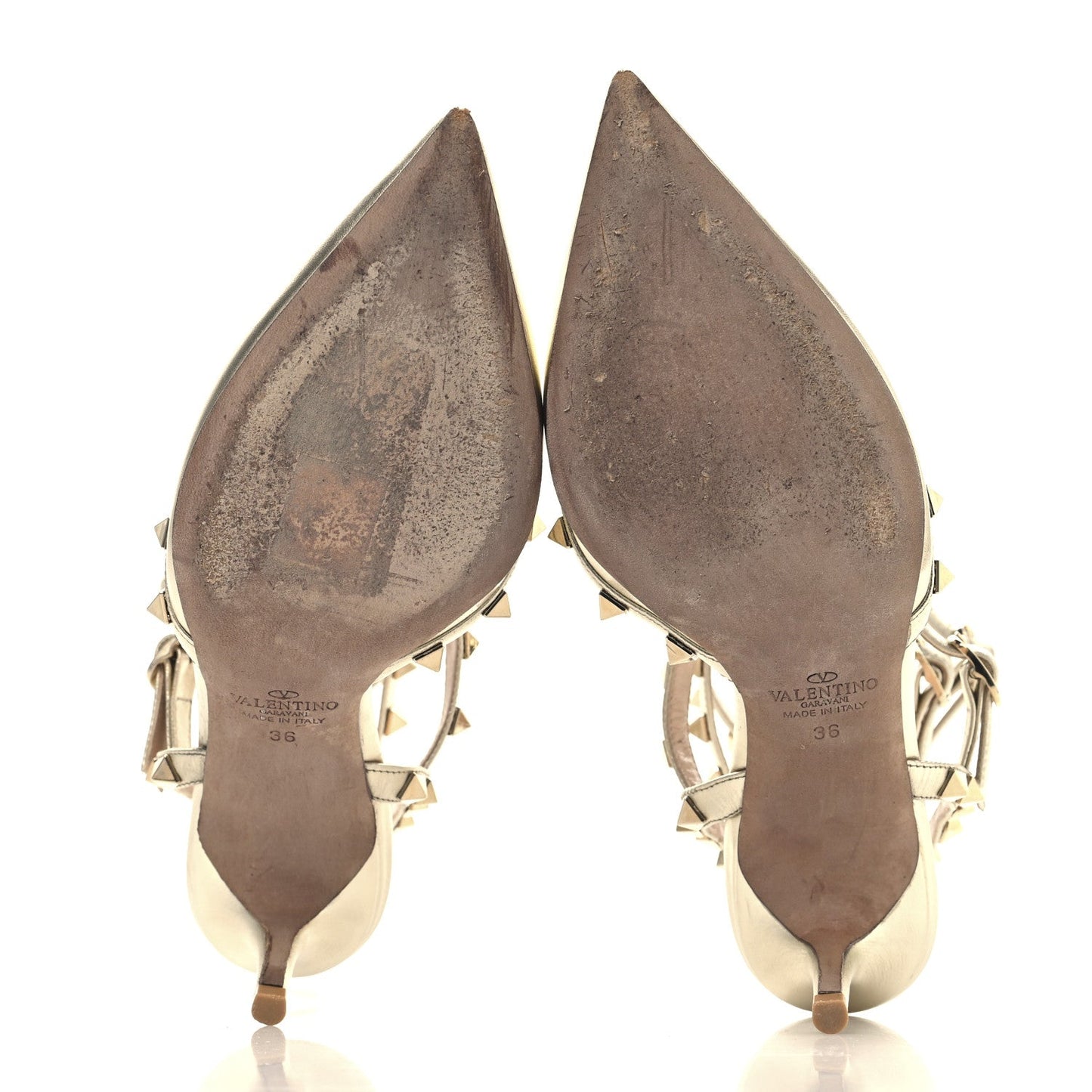 Metallic Nappa Rockstud Ankle Strap 65mm Pumps 36 Gold