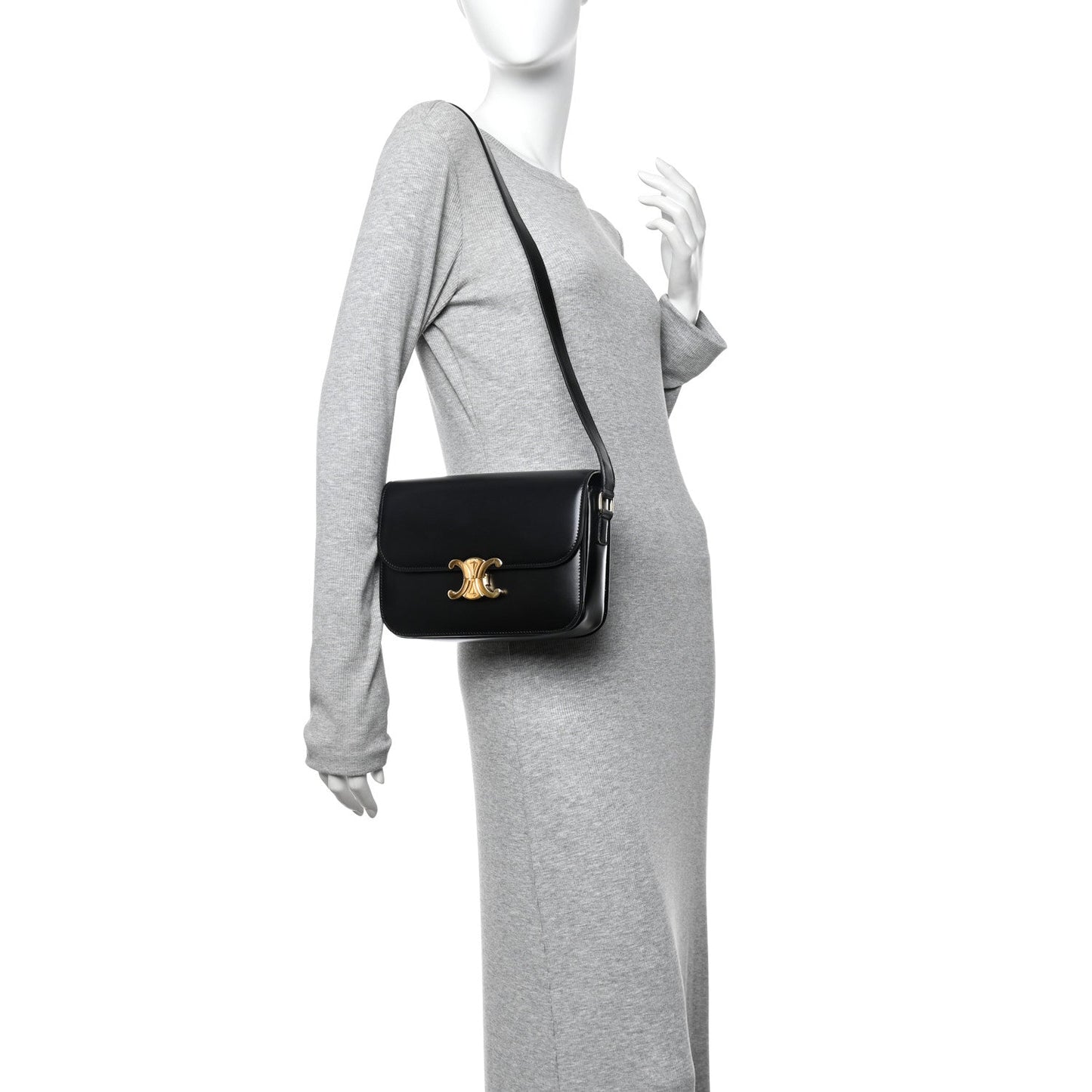 Shiny Calfskin Medium Triomphe Black