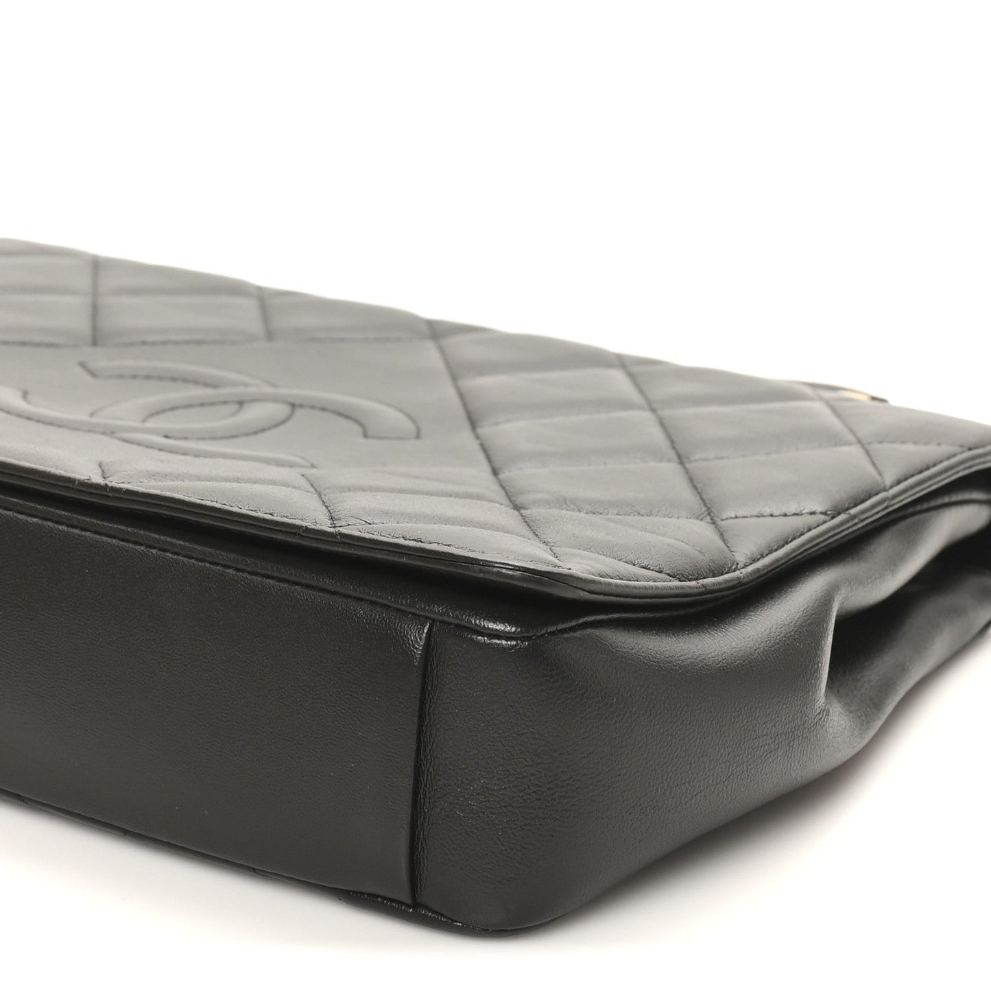 Lambskin Quilted Large Diamond CC Flap Black