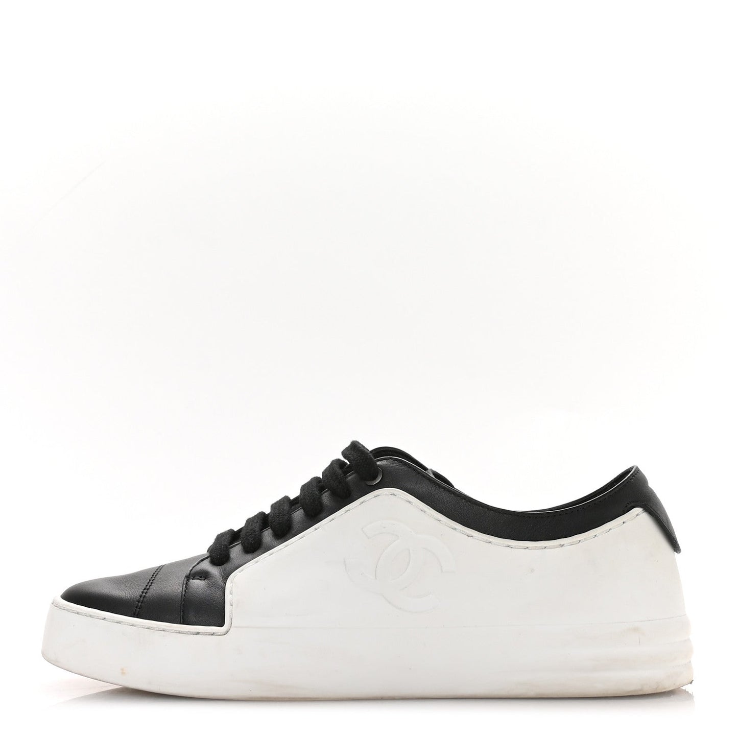 Calfskin Womens CC Sneakers 36 Black White