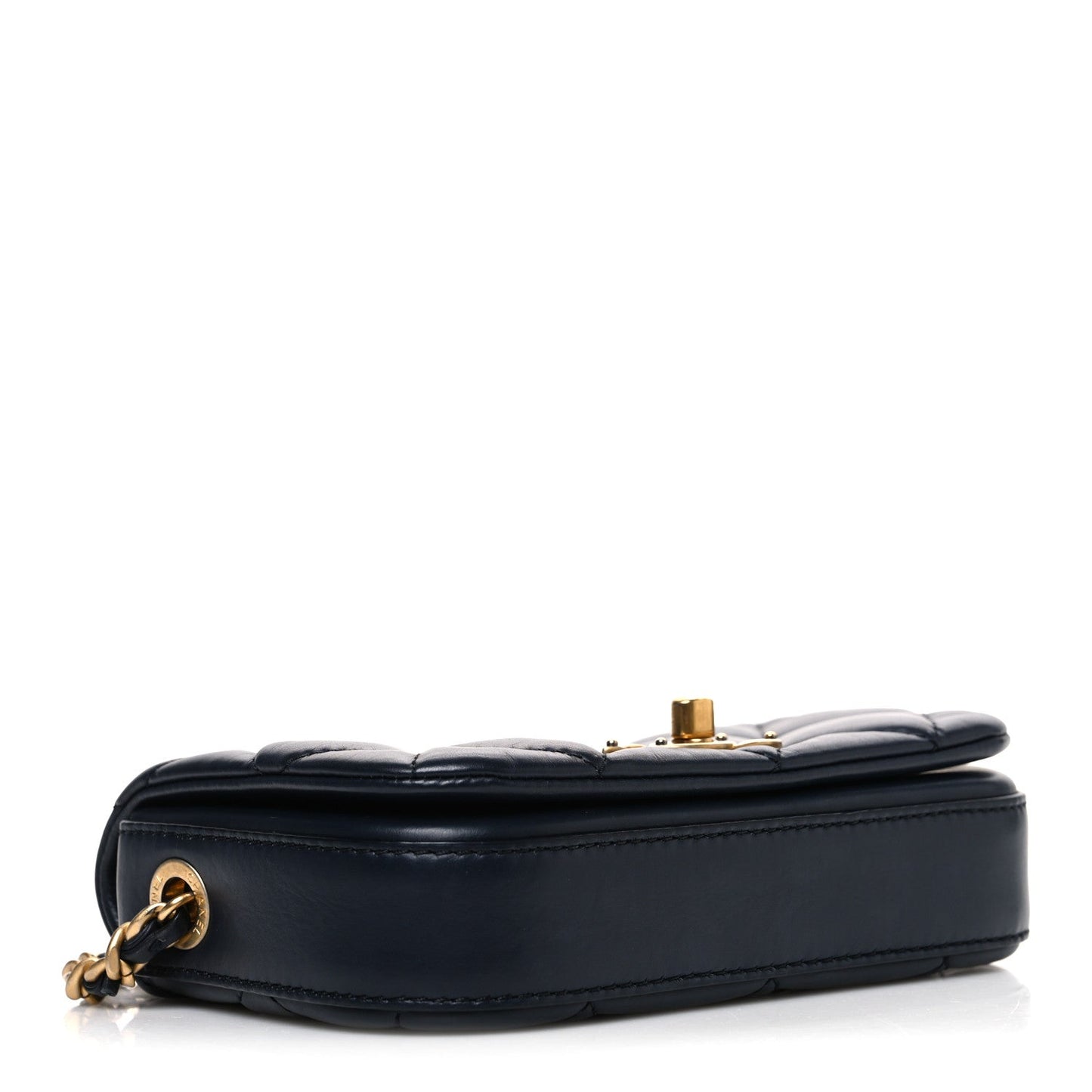 Calfskin Quilted Mini Nailed CC Flap Bag Blue
