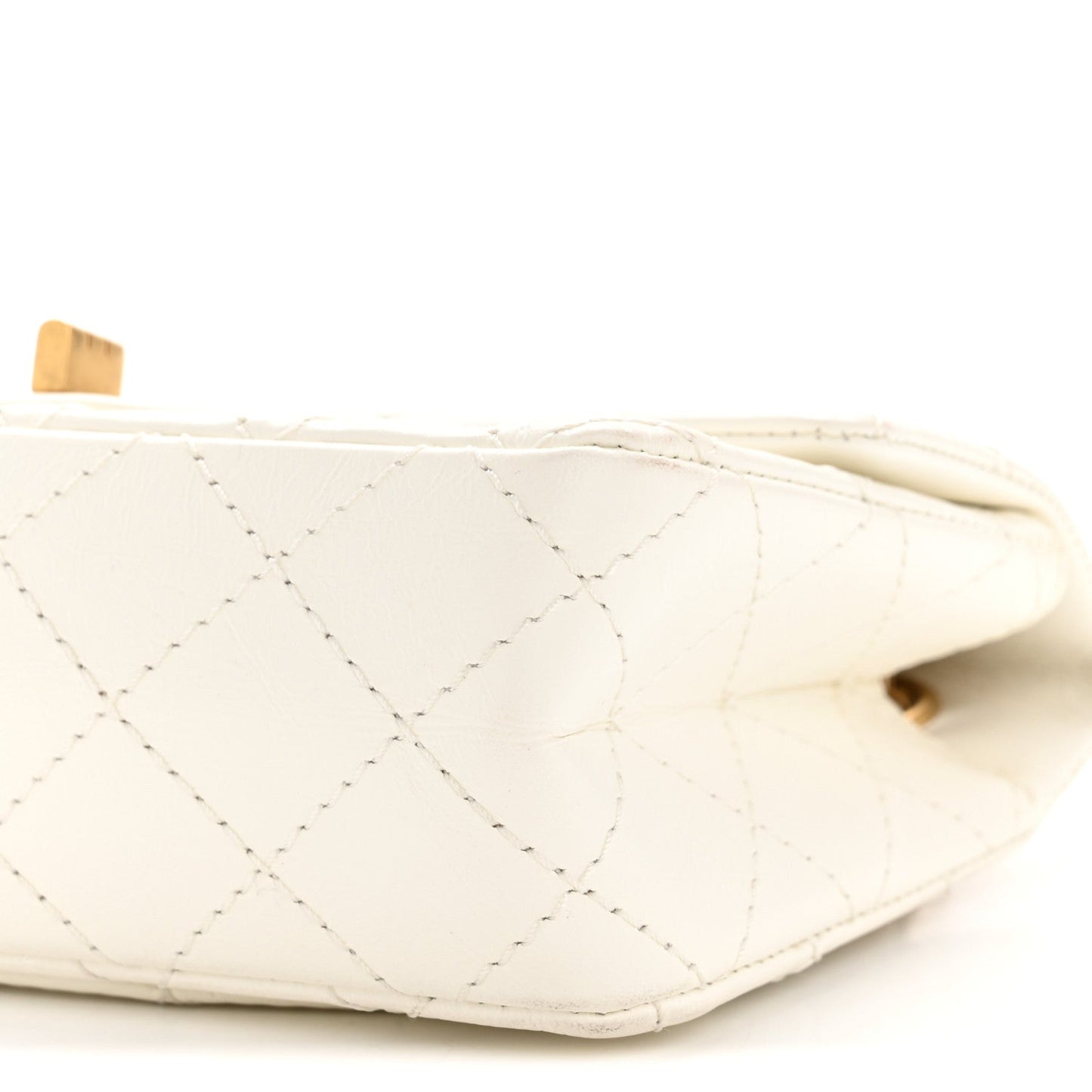 Aged Calfskin Quilted 2.55 Reissue Mini Flap White