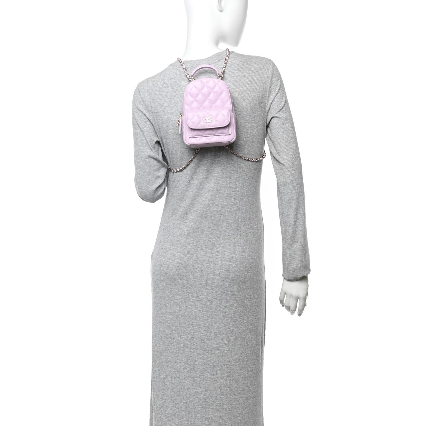 Caviar Quilted CC Mini Classic Backpack Light Purple
