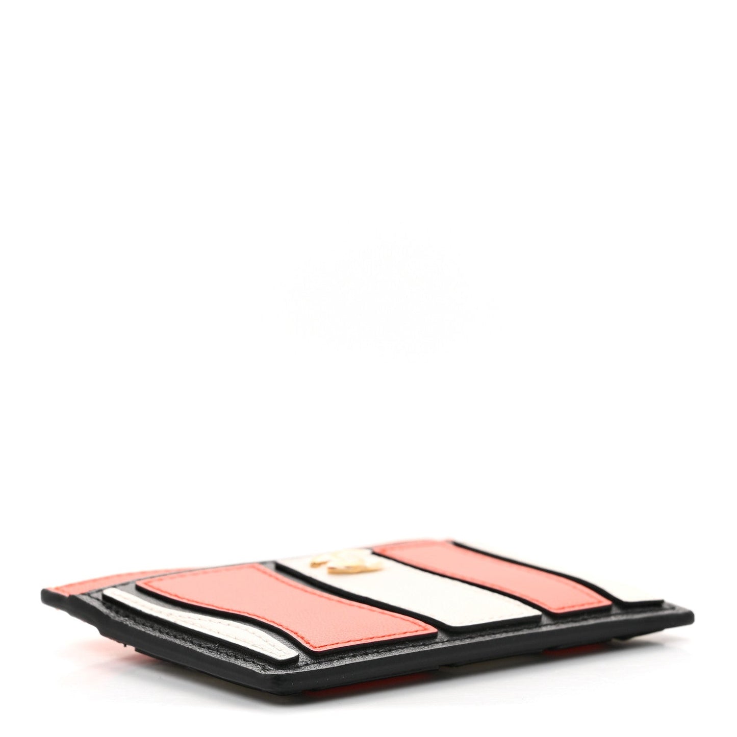 Lambskin Coco Beach Card Holder Orange White Black