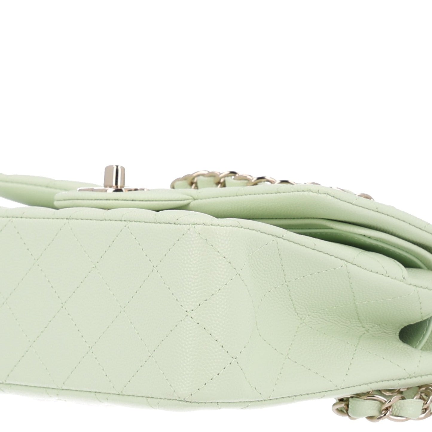 Caviar Quilted Small Double Flap Light Green