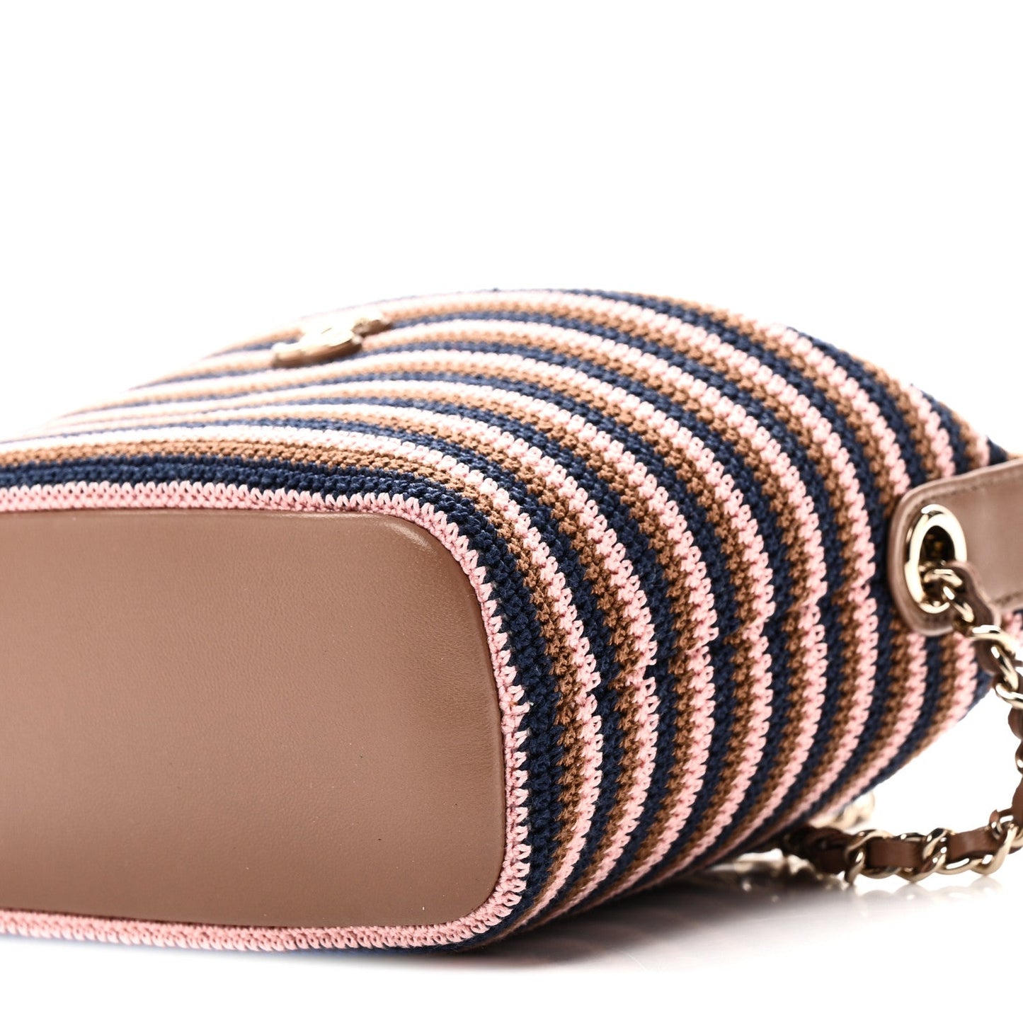 Crochet Lambskin Coco Crochet Hobo Clutch With Chain Brown Pink Navy