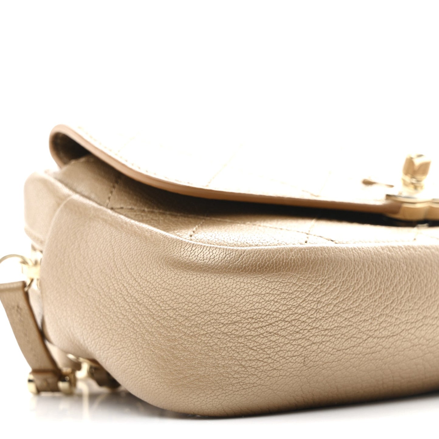 Metallic Calfskin Quilted Waist Bag Gold