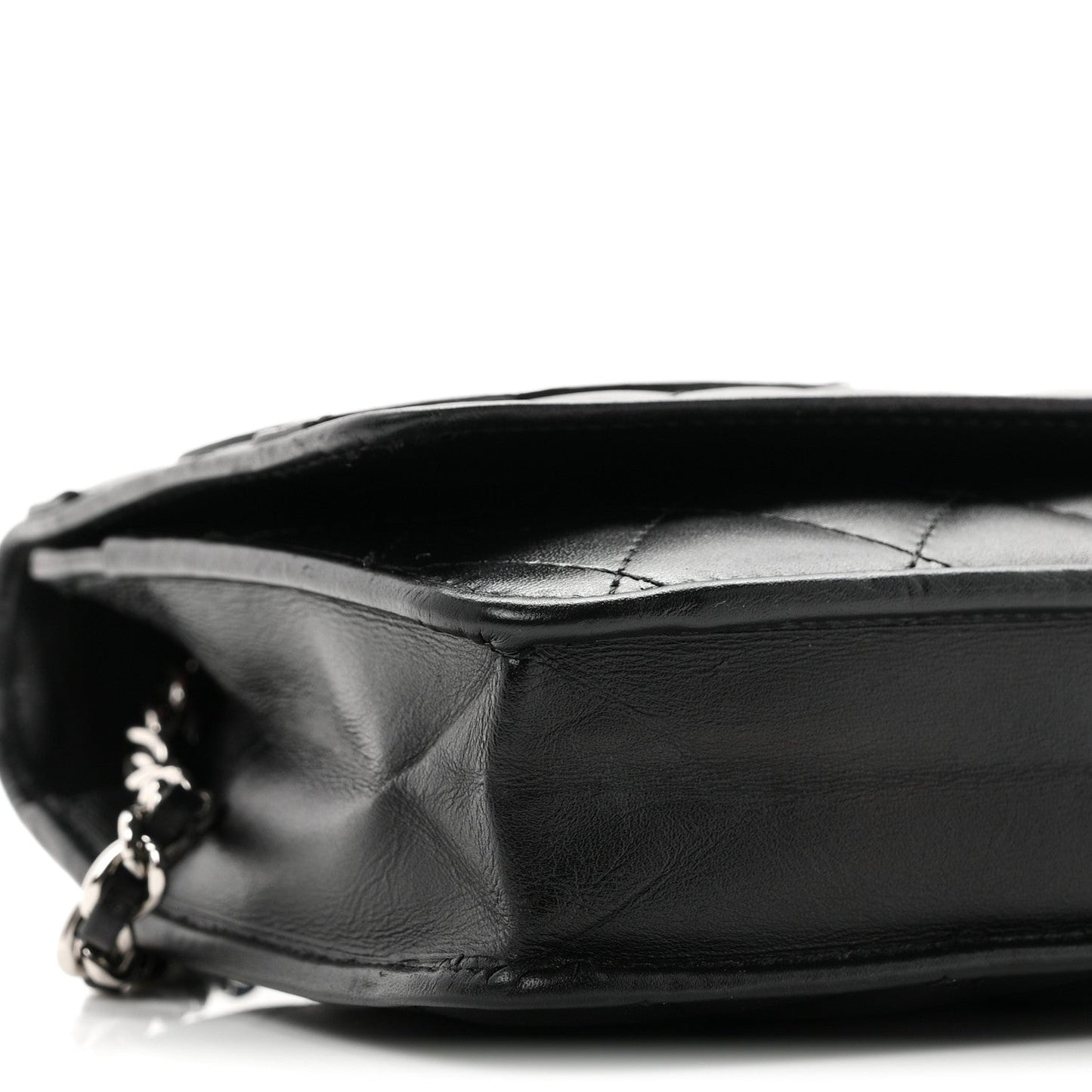 Calfskin Quilted Cambon Wallet on Chain WOC Black