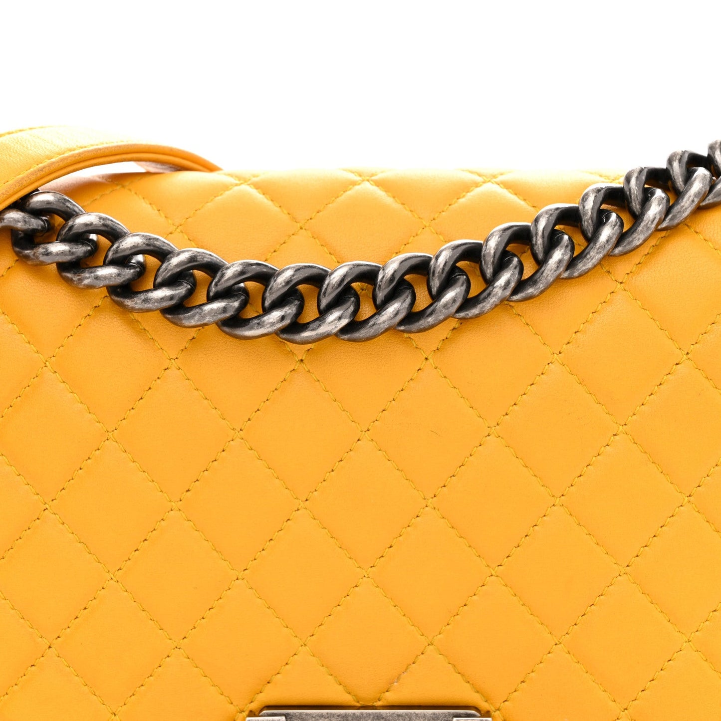 Lambskin Quilted Medium Boy Flap Yellow