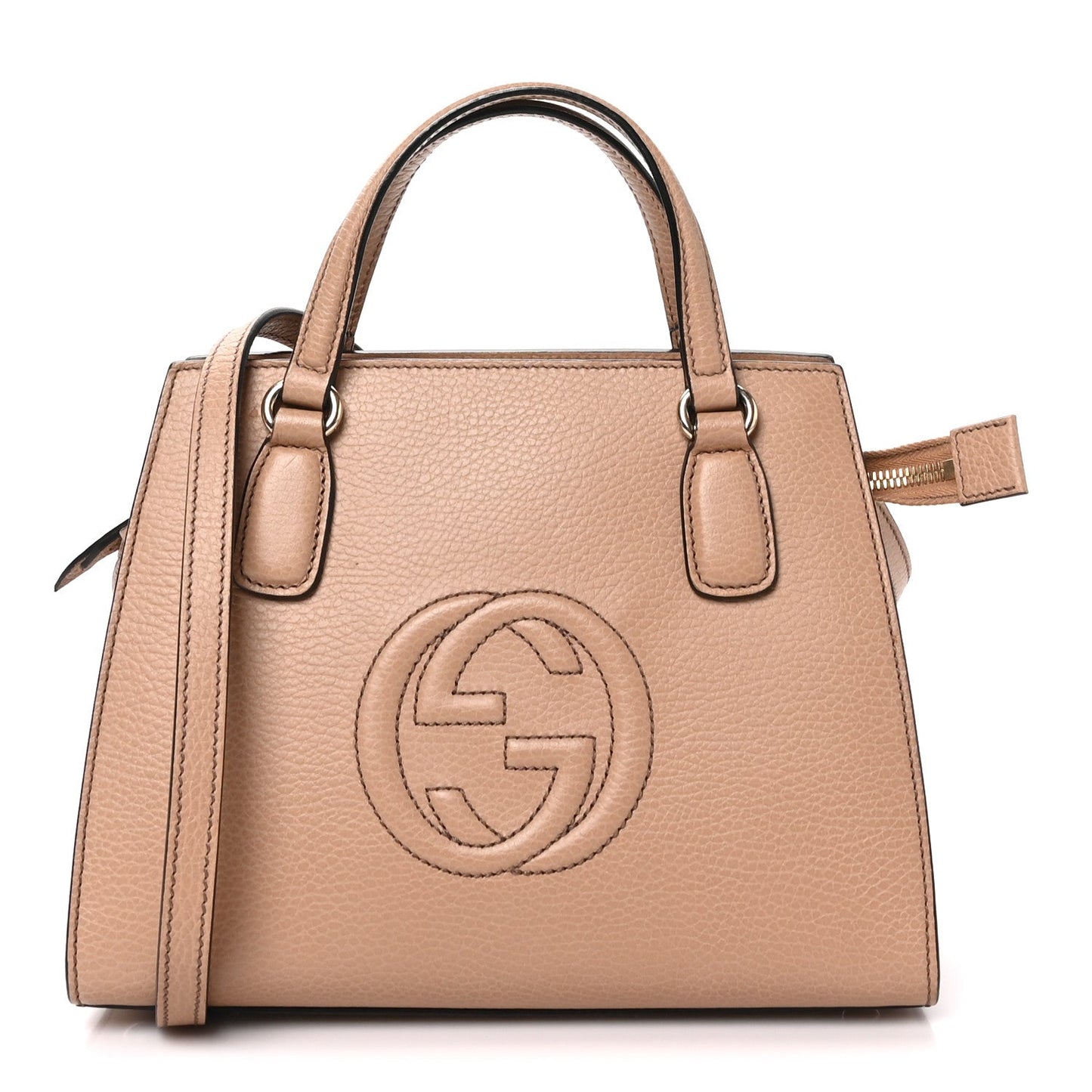 Dollar Calfskin Medium Soho Top Handle Satchel Camelia
