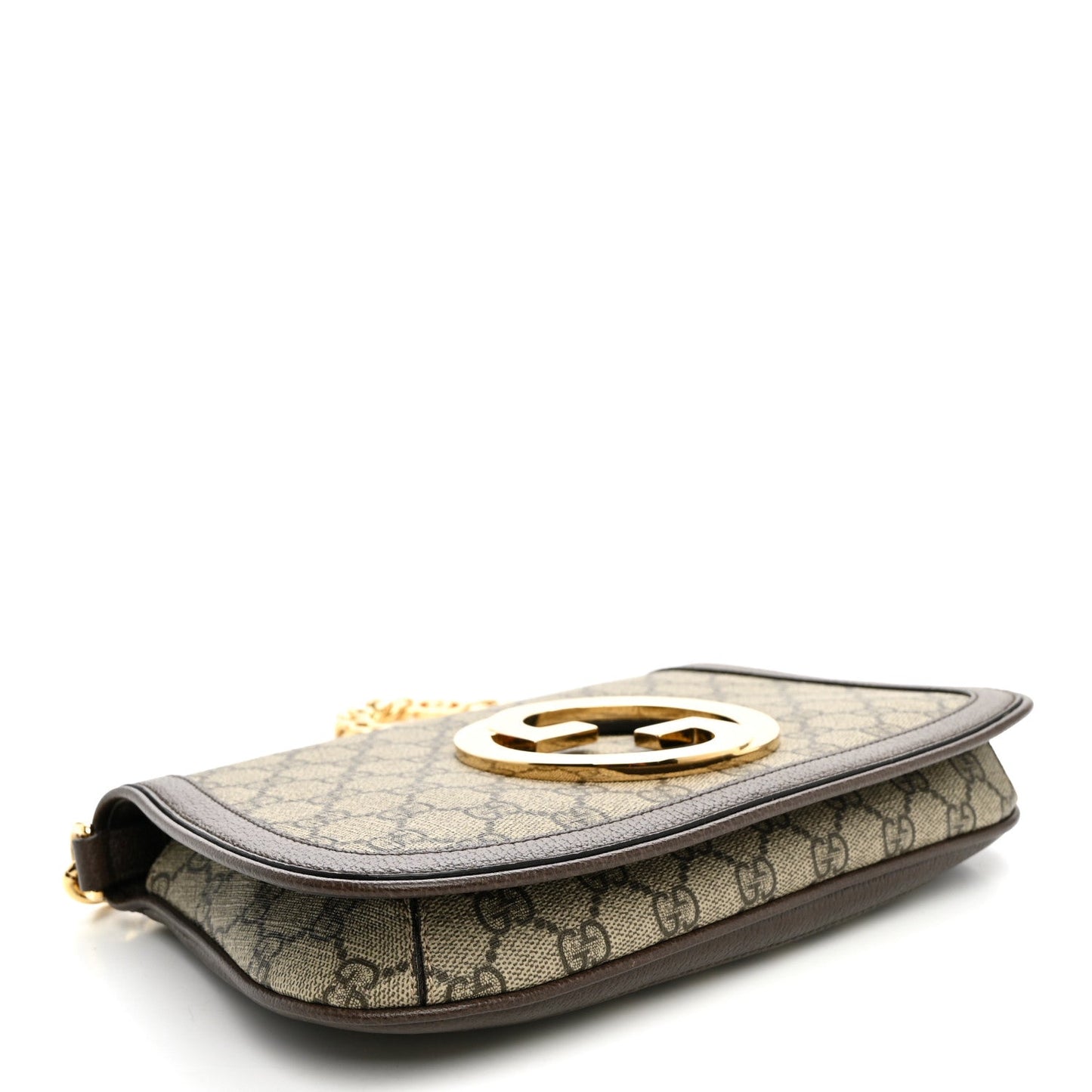 GG Supreme Monogram Textured Dollar Calfskin Blondie Chain Shoulder Flap Bag Beige Ebony New Acero