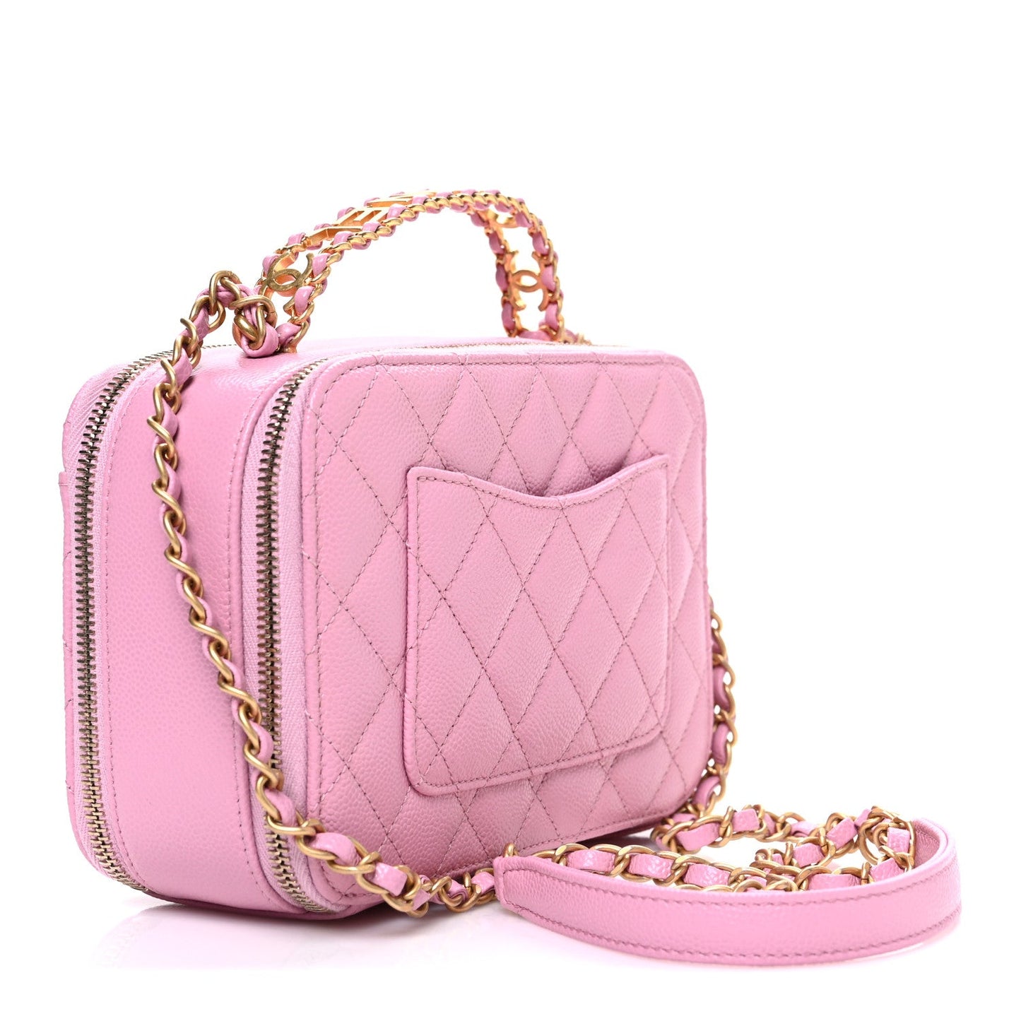Caviar Quilted Pick Me Up Small Vanity Case Dark Pink