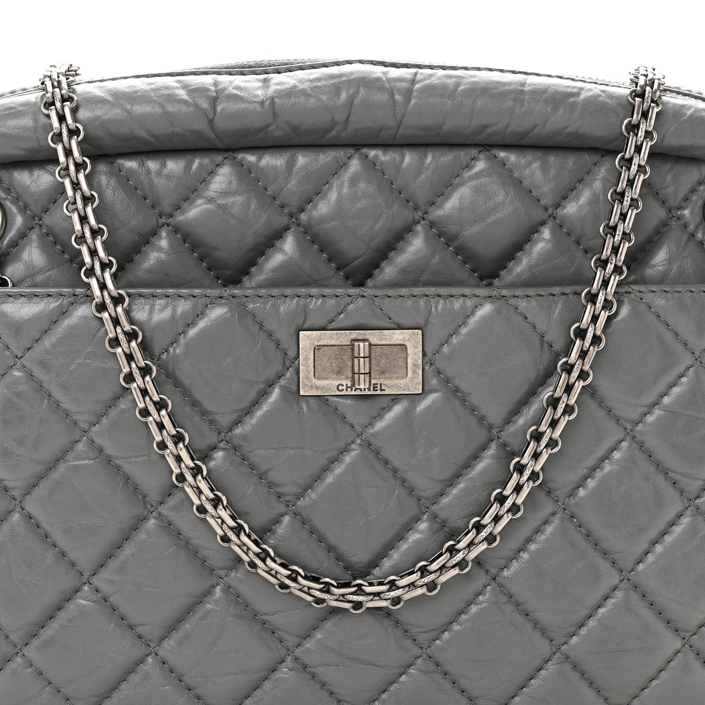Aged Calfskin Quilted Large Reissue Camera Case Grey