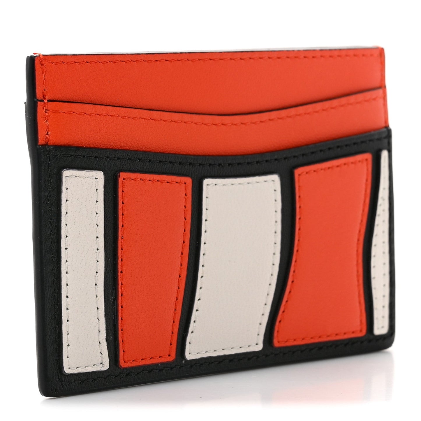 Lambskin Coco Beach Card Holder Orange White Black