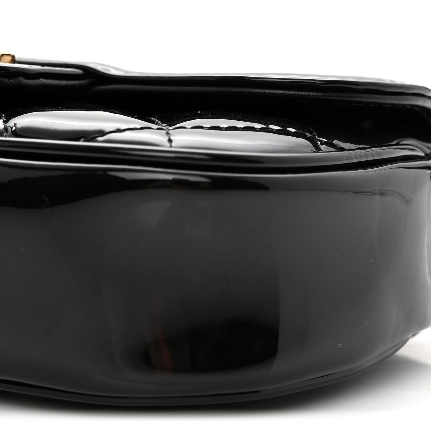 Patent Calfskin Quilted Mini Clutch Black