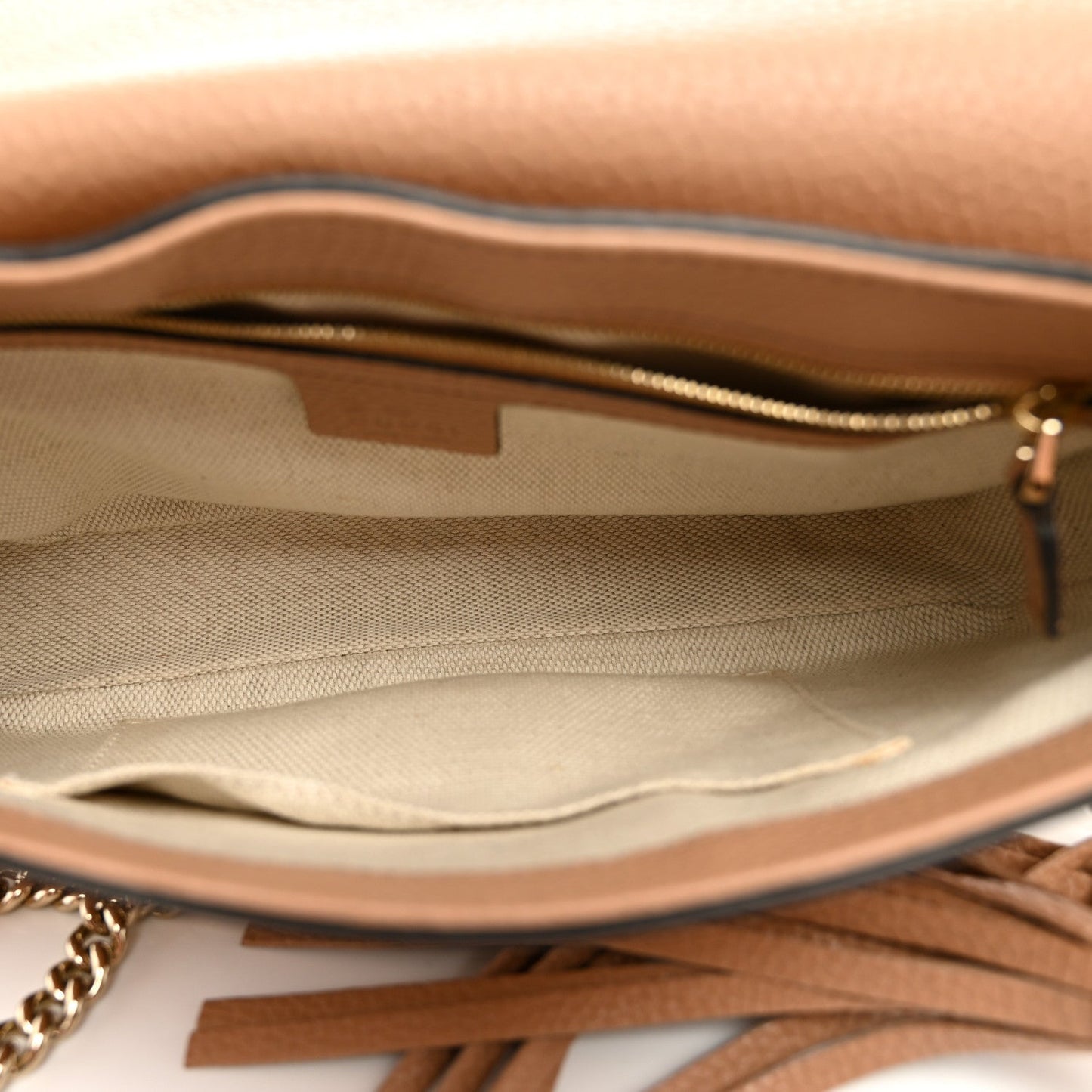 Pebbled Calfskin Medium Soho Flap Crossbody Camelia