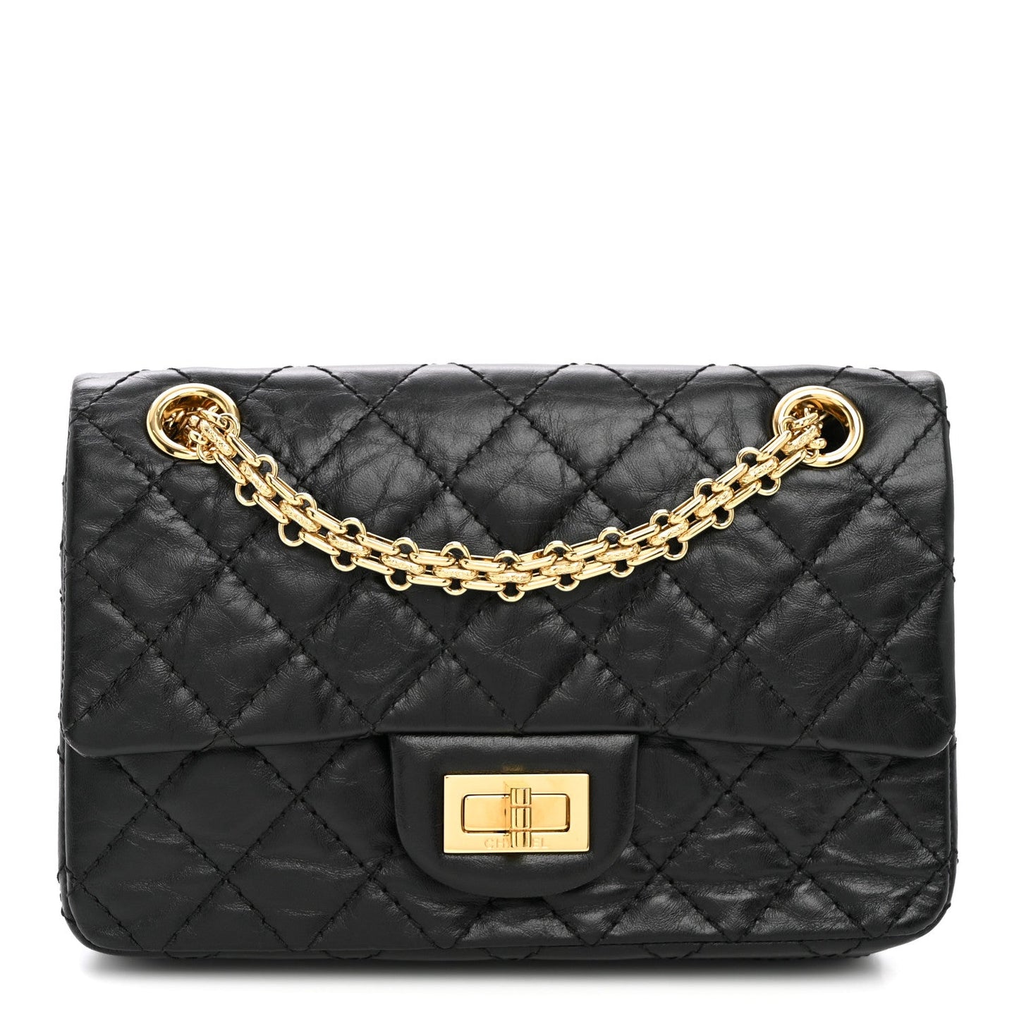 Aged Calfskin Quilted 2.55 Reissue Mini Flap Black