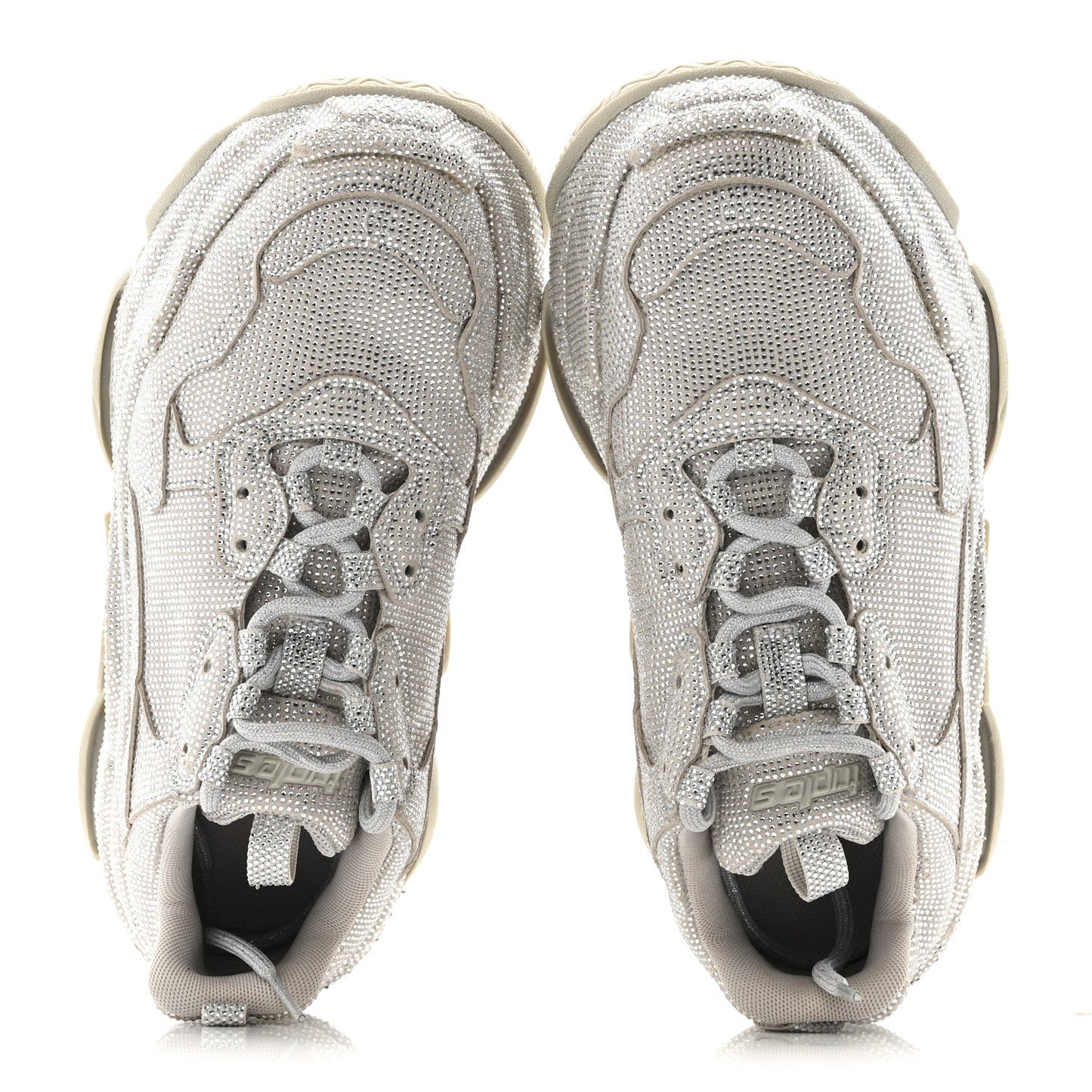 Microfiber Strass Embellished Womens Triple S Sneakers 39 Light Grey